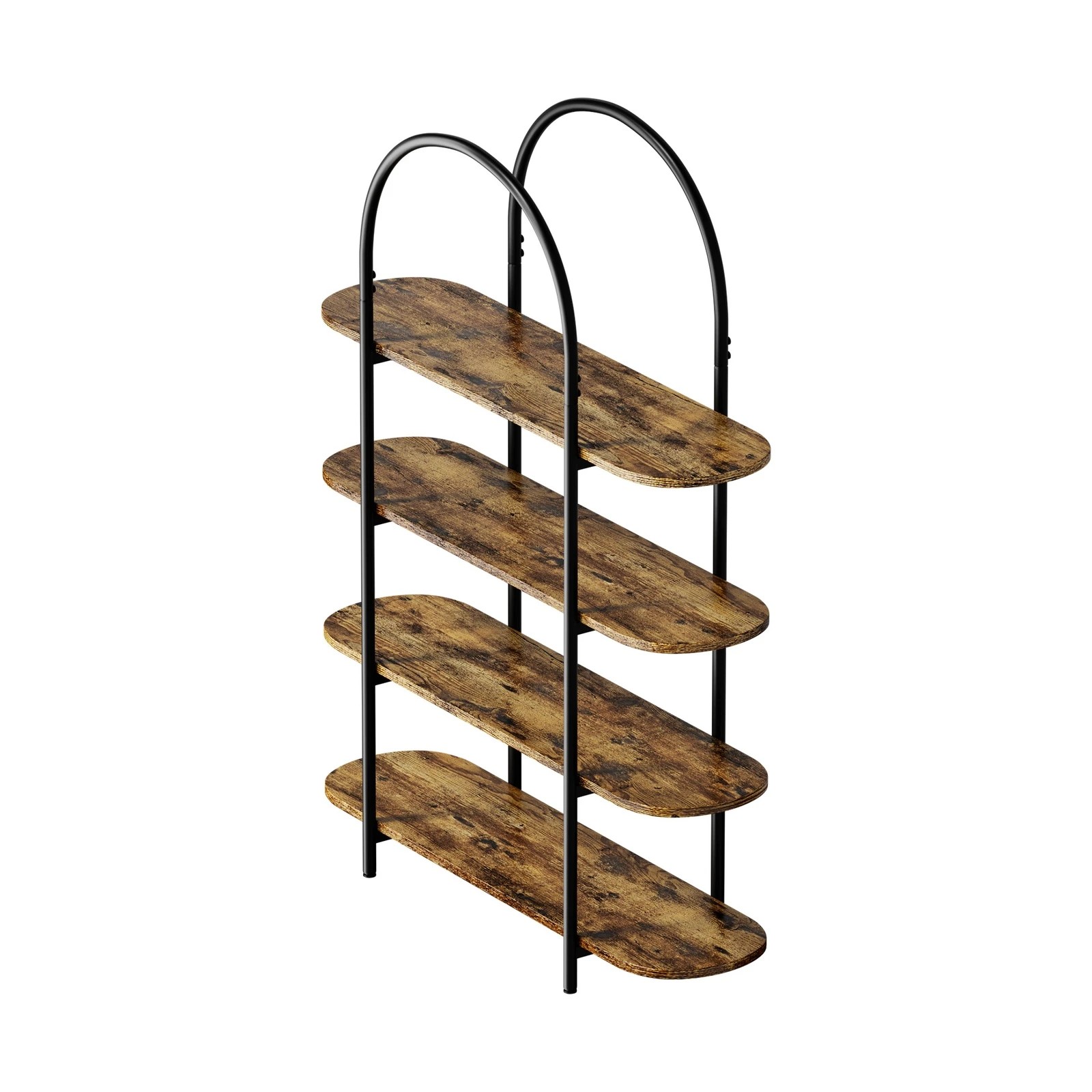 6 Oikiture Bookshelf 4 Tier Arched Display Shelf Home Industrial - Natural, 6 of 9