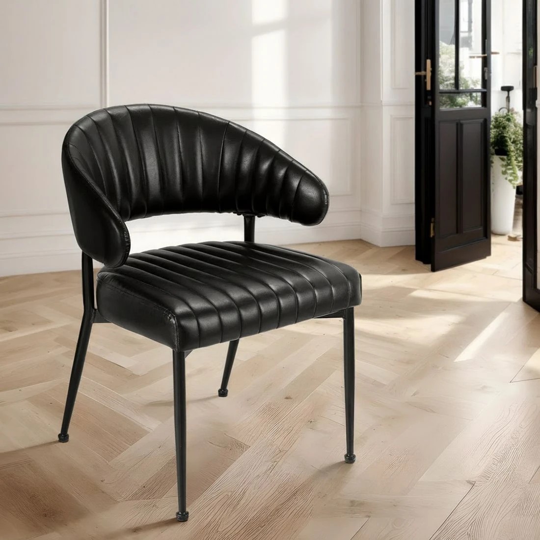 3 Artiss Dining Chairs Set of 4 Leather Hollow Armchair - Black, 3 of 5