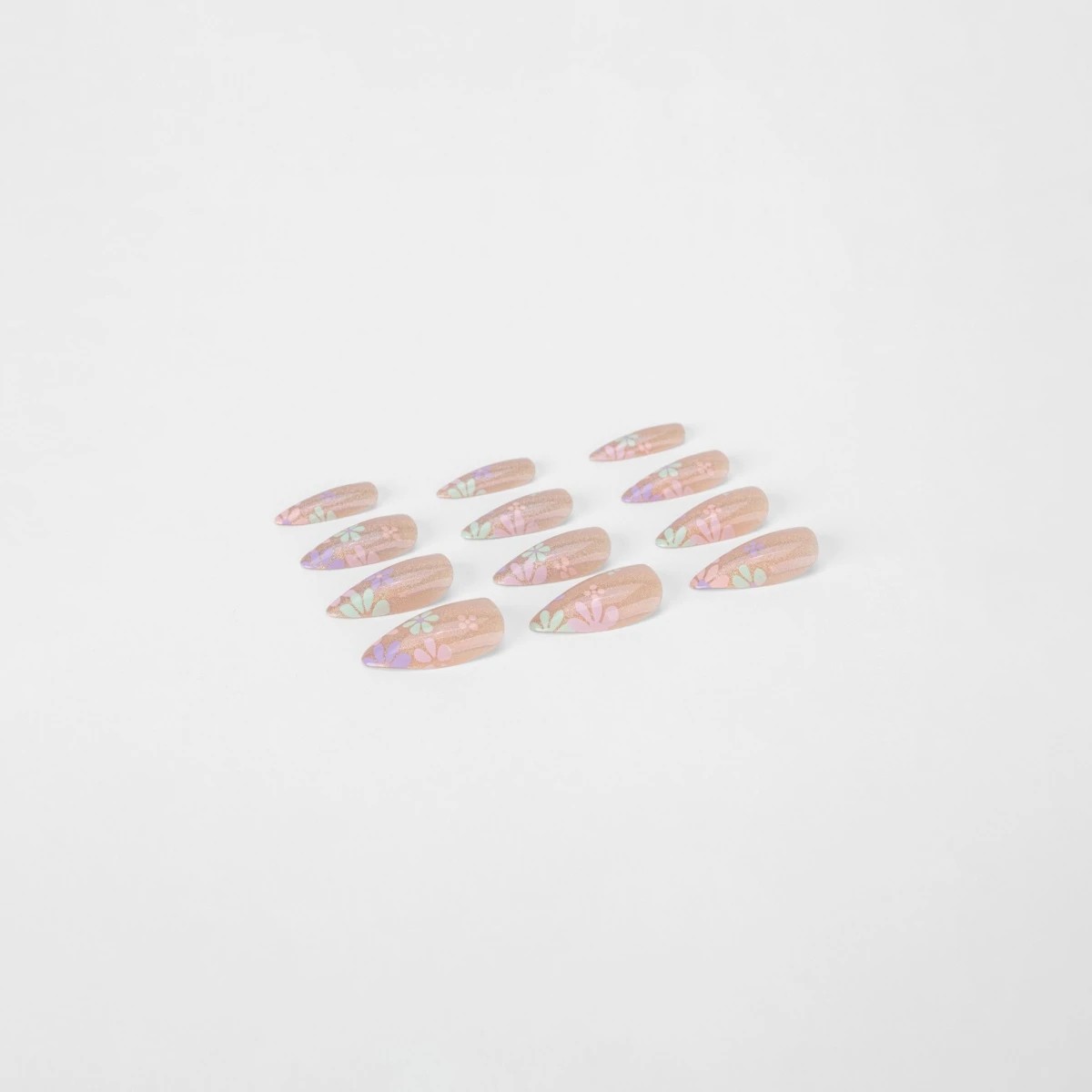 4 OXX Cosmetics 24 Pack False Nails with Adhesive - Stiletto Shape, Pastel Flowers, 4 of 5