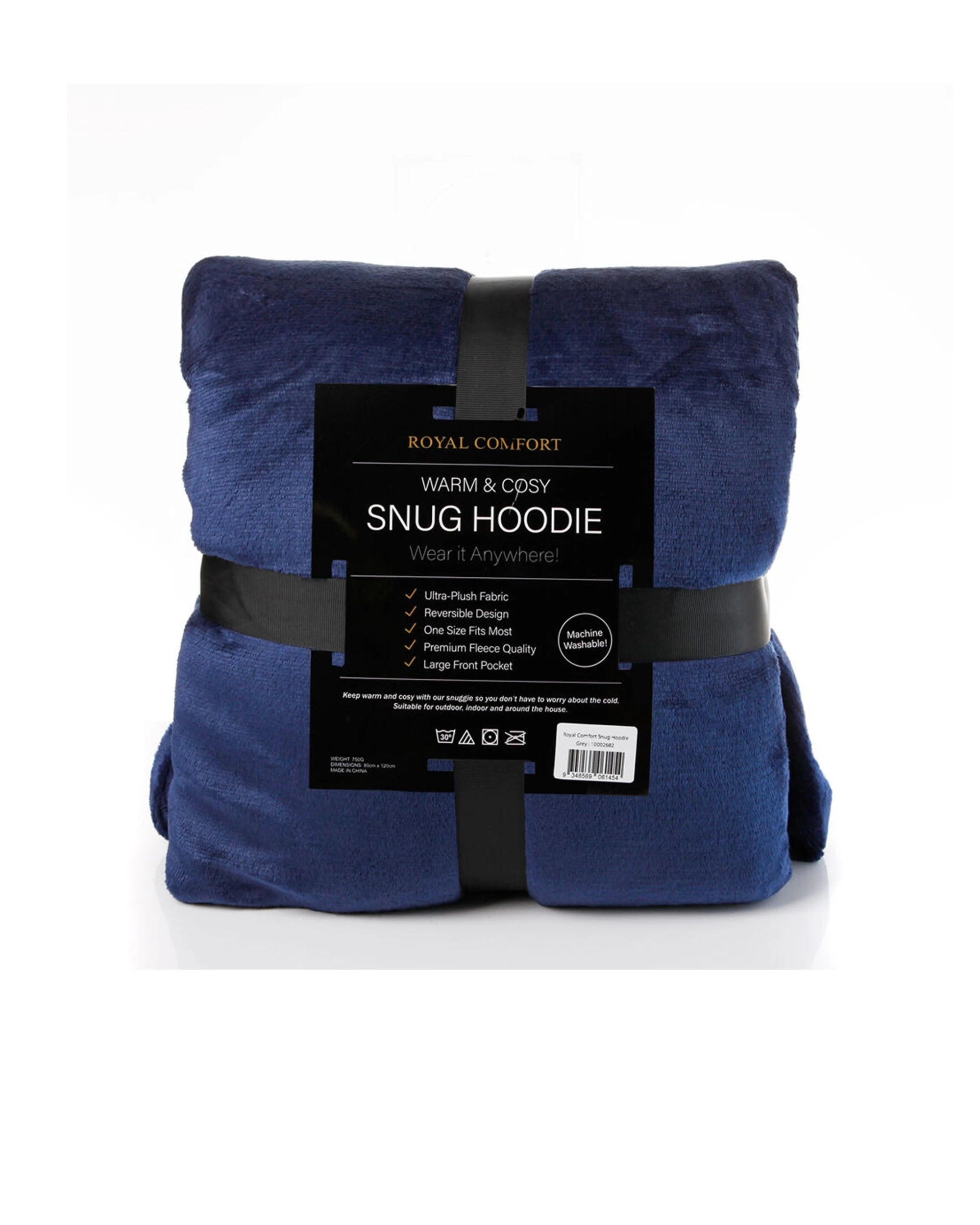 5 Royal Comfort Reversible Fleece Winter Snug Hoodie Soft Double-Layered - Blue, 5 of 6