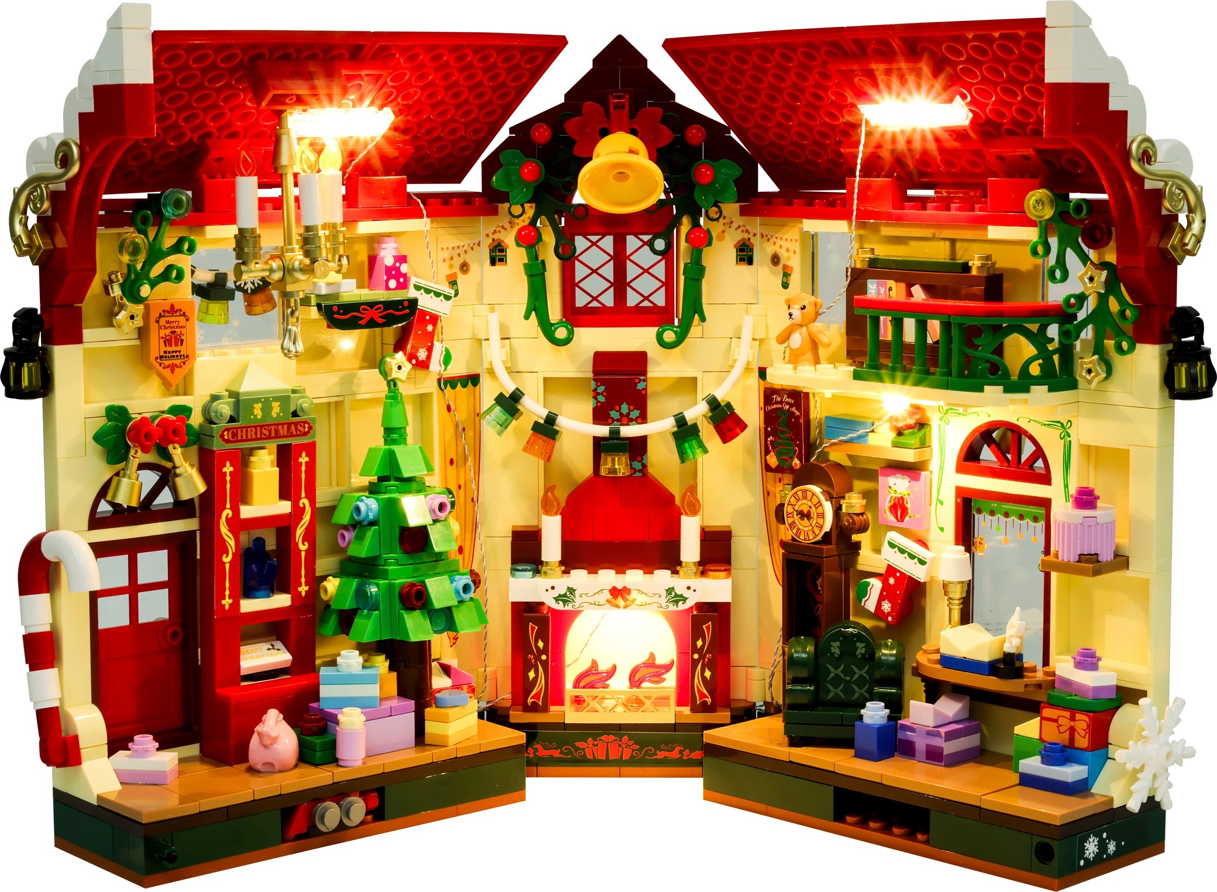 800 Piece Blocks Light Up Christmas Book Nook - Kmart