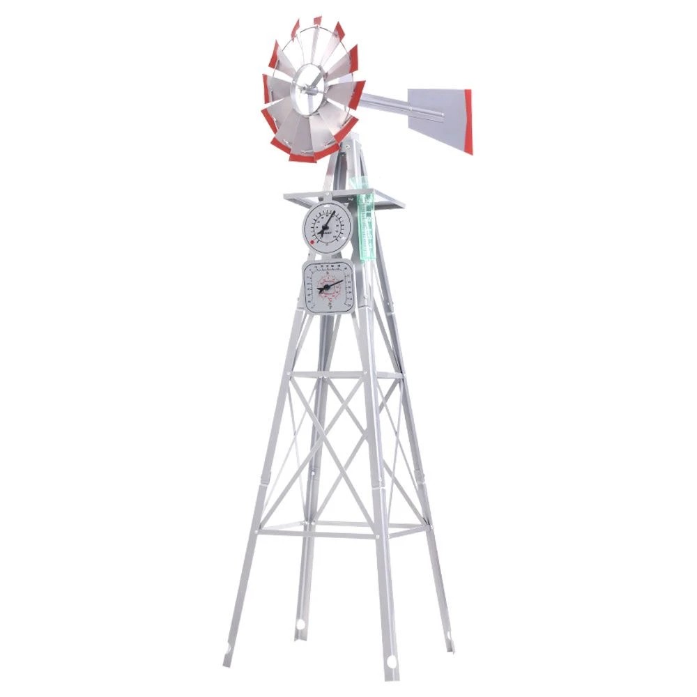 1 Gardeon Garden Windmill 8FT 245cm Metal Ornaments Outdoor Decor Ornamental - Grey, 1 of 7
