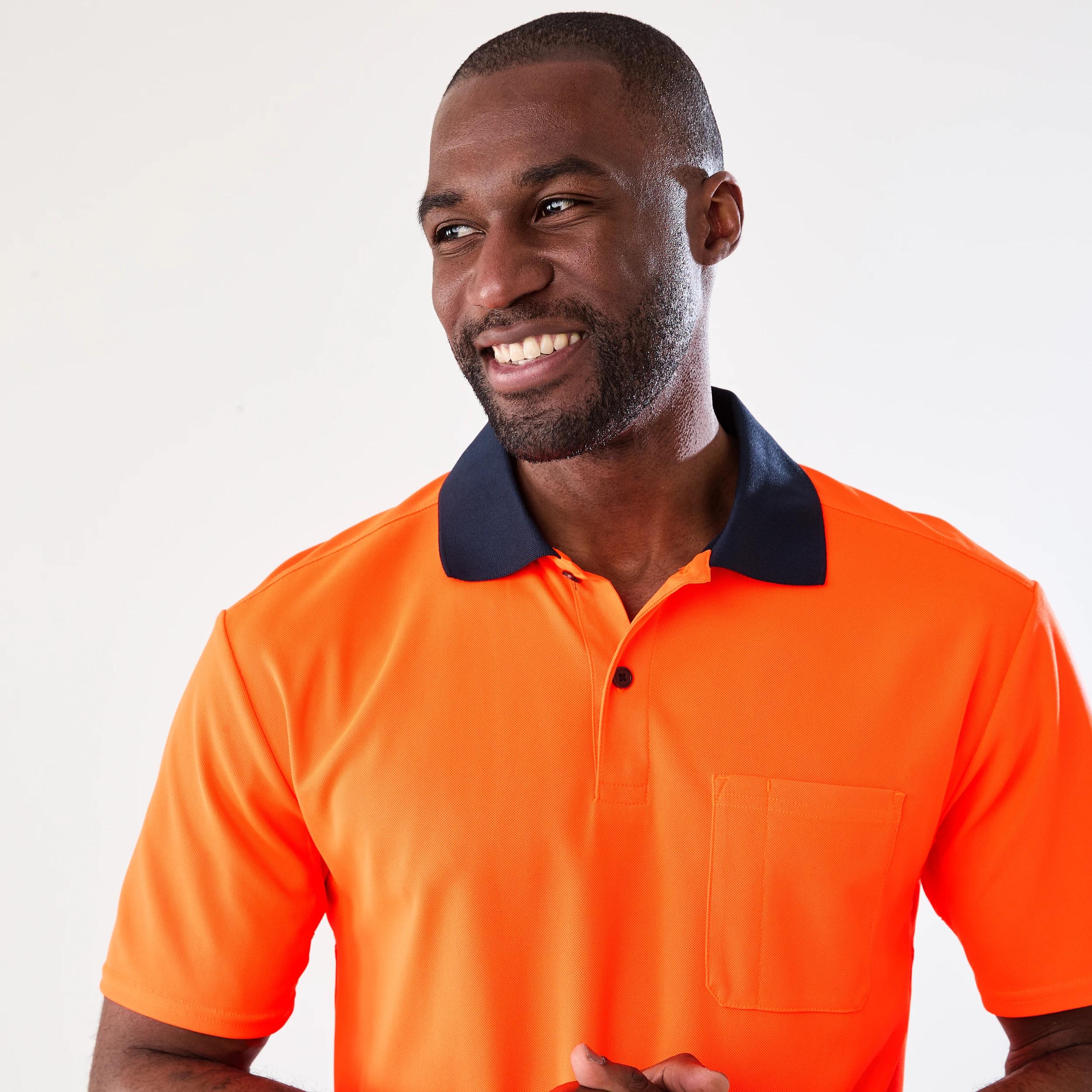 4 Workwear Short Sleeve Hi-Visibility Cool Polo Shirt SAFETY ORANGE, 4 of 8