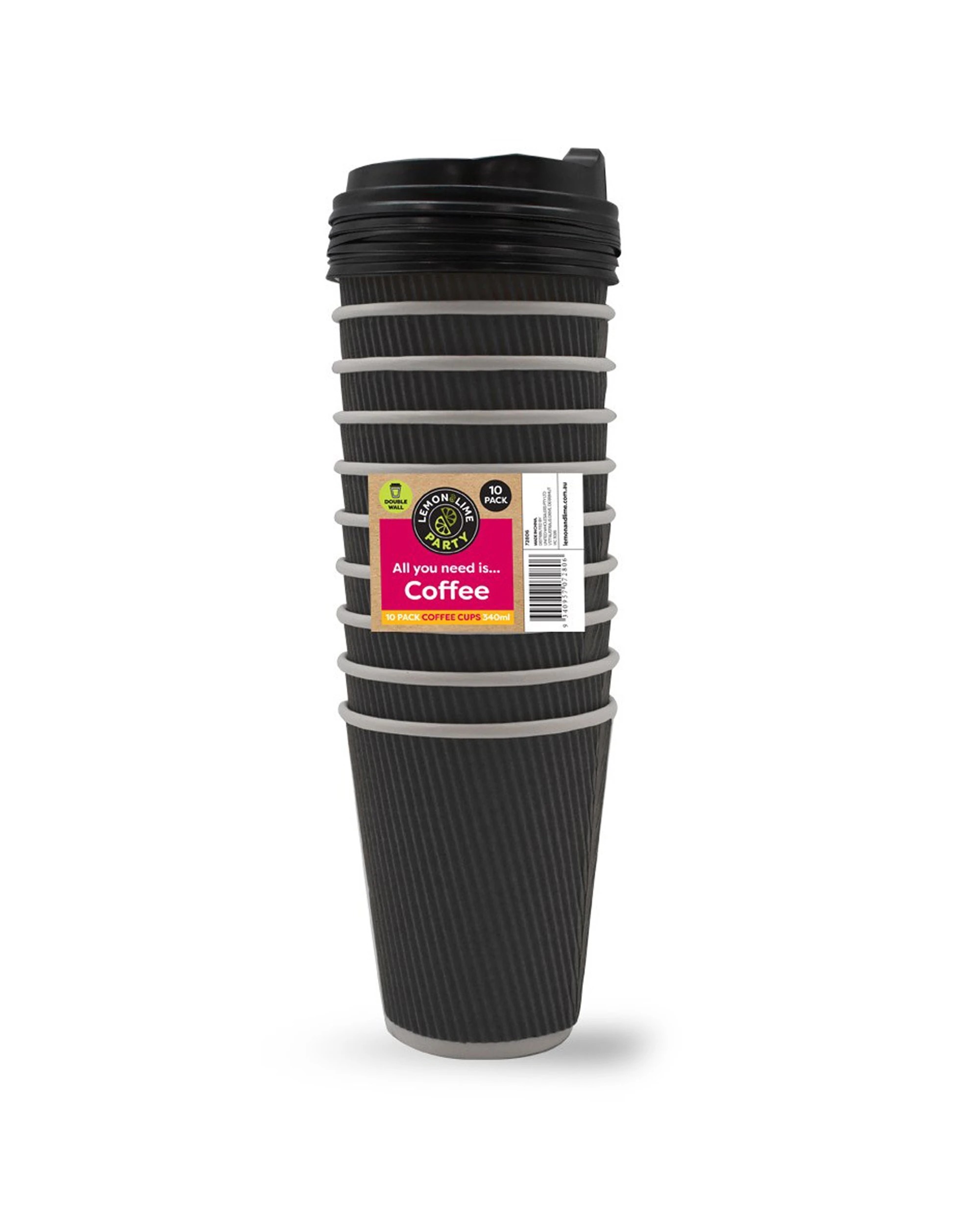 2 10pk Lemon & Lime 340ml Double Wall Disposable Coffee Cups Bpa Free - Assorted, 2 of 3