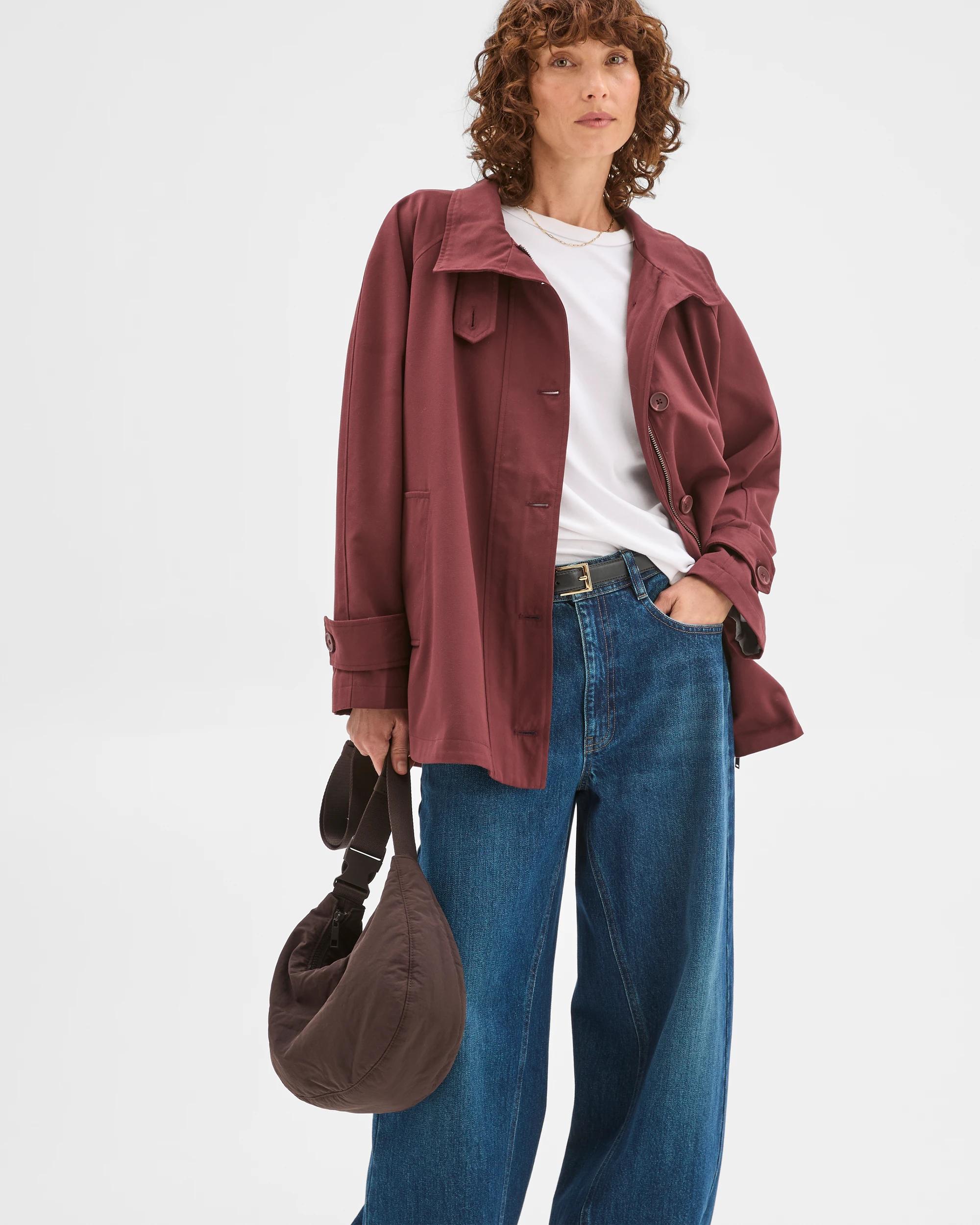 5 Target Woman Longline Funnel Neck Coat BURGUNDY, 5 of 8