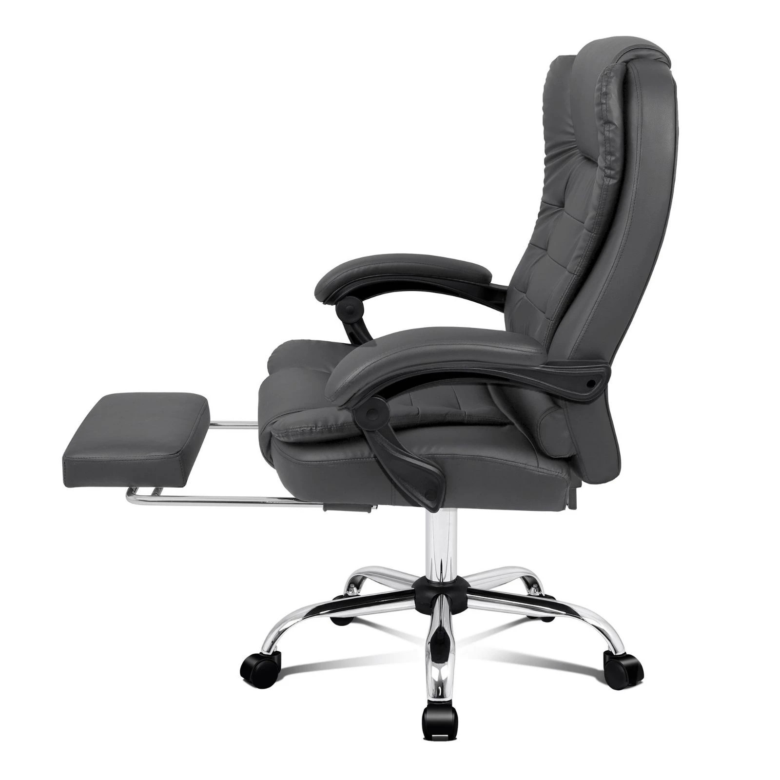 4 Alfordson Office Chair Gaming Executive Computer Racer Footrest PU Leather Seat - Grey, 4 of 10