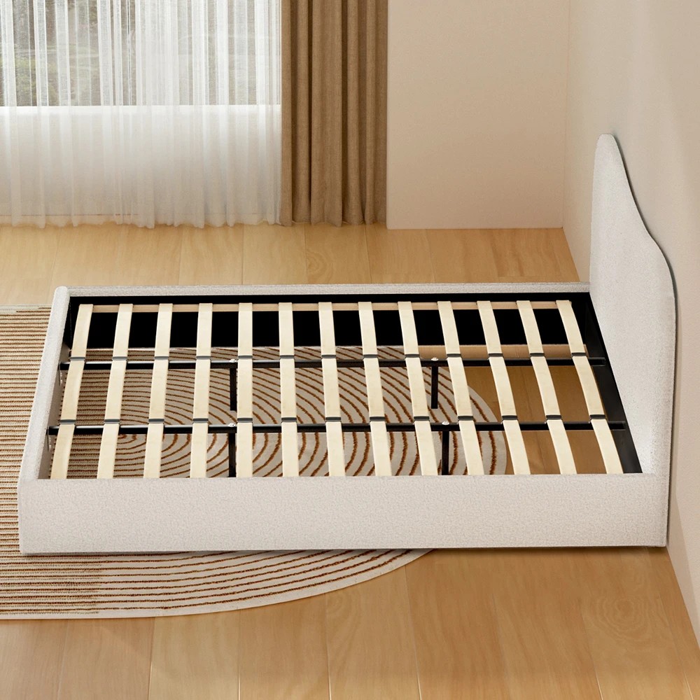 6 Artiss Bed Frame King Size Boucle - White, 6 of 7