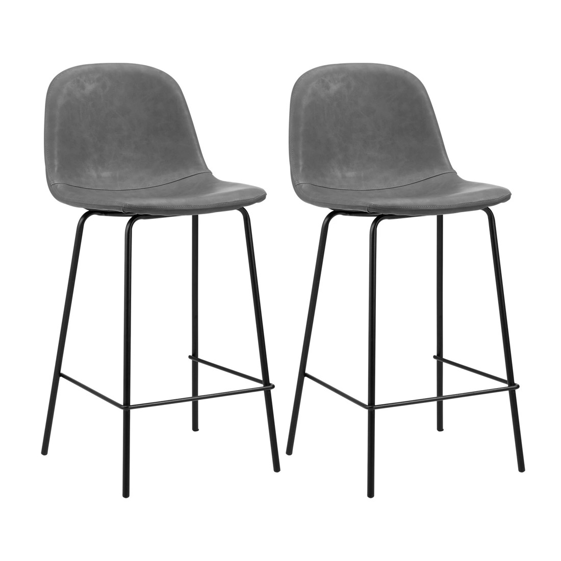 1 Oikiture 2x Bar Stools Barstool - Grey, 1 of 10