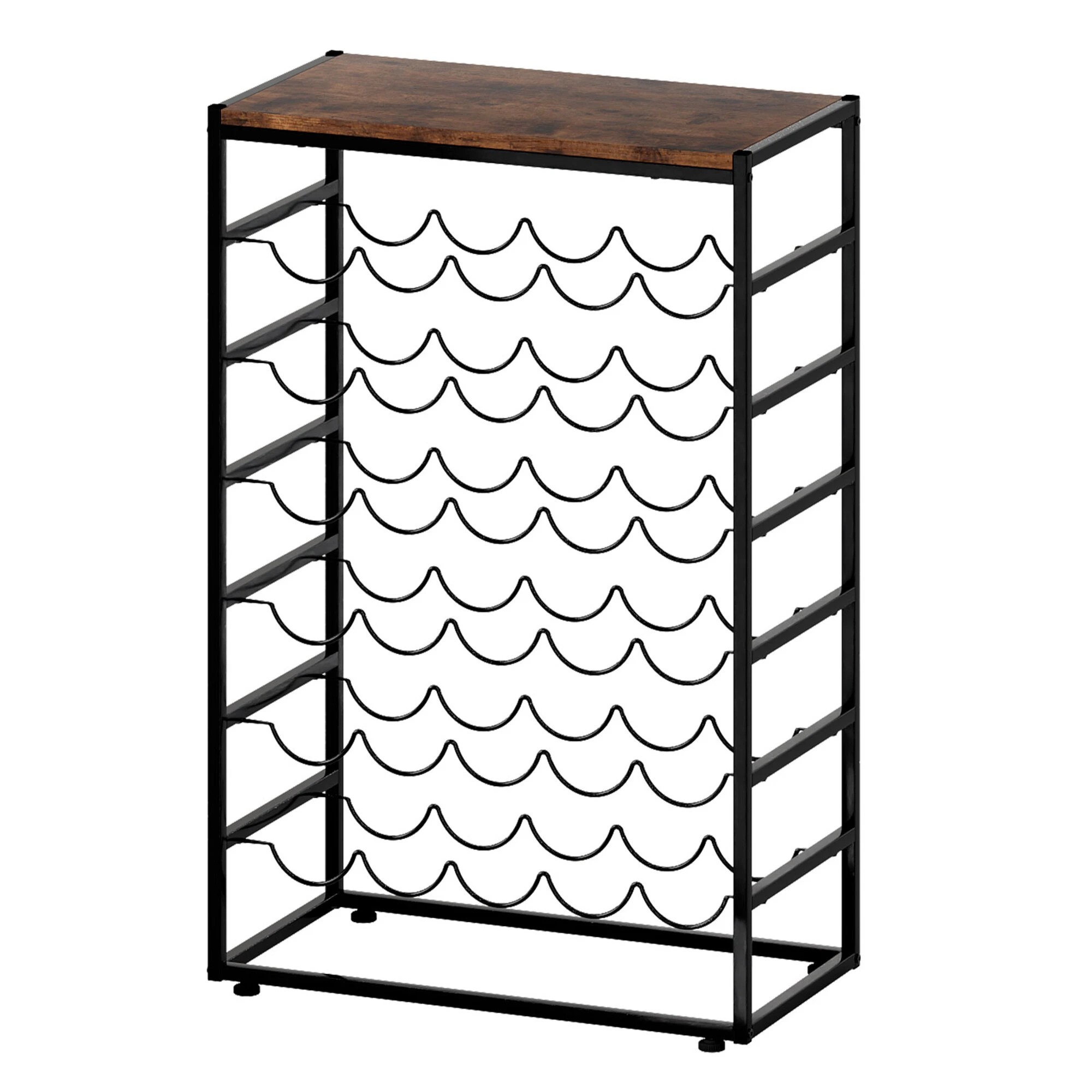 1 Levede Wine Rack 30 Bottles Free Standing Floor Wooden Top 6 Tiers Wine Shelves, 1 of 9