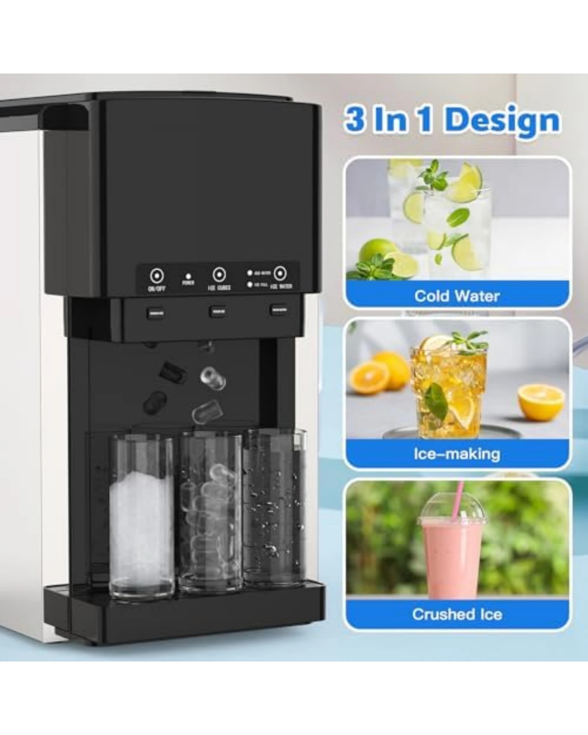 6 Advwin 3-in-1 Countertop Ice Maker Machine With Water Dispenser & Ice Crusher, 6 of 9
