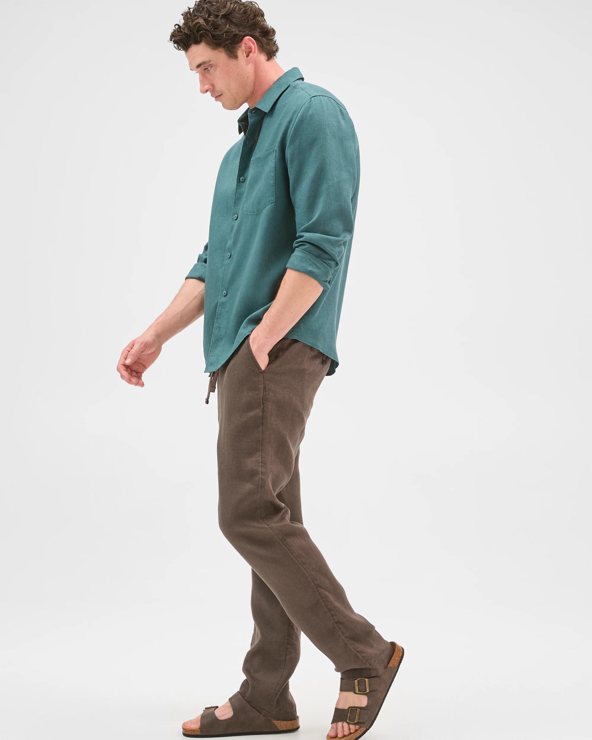 2 Target Man European Linen Full Length Pants CHOCOLATE, 2 of 7