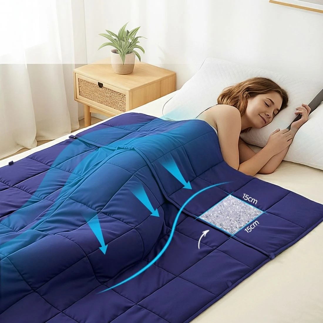 7 Giselle 6.8kg Adults Size Anti Anxiety Weighted Blanket Gravity Blankets Royal - Blue, 7 of 9