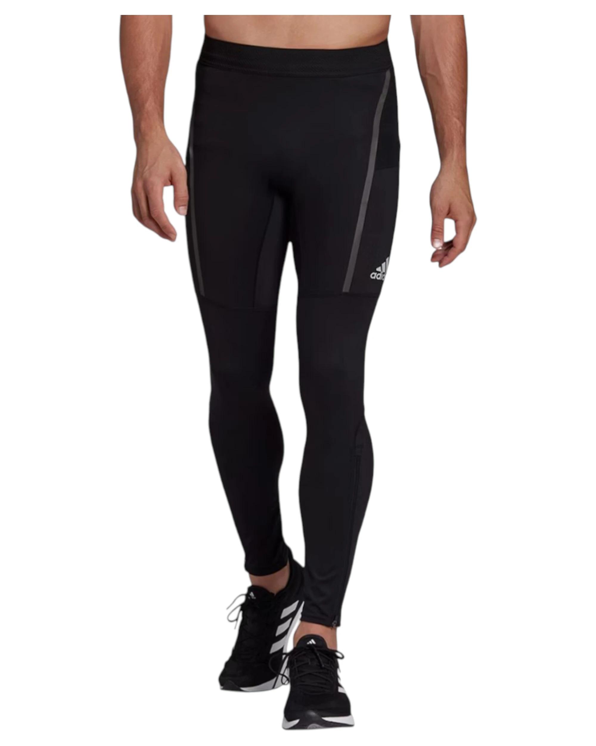 2 Adidas Mens Men Tight Saturday Black Running Activewear Pants BLACK, 2 of 6