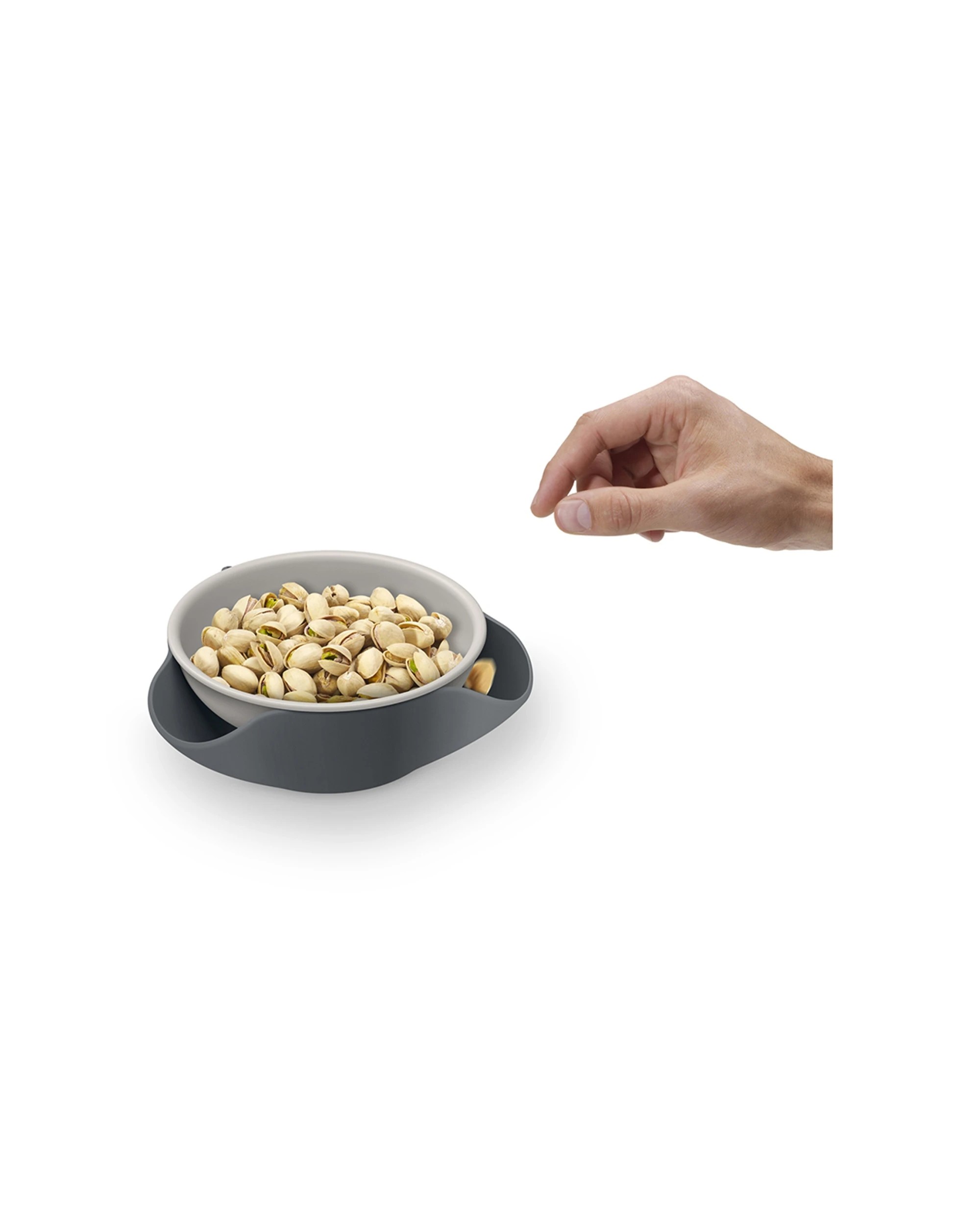 5 Joseph Joseph Double Dish Stacked Bowl Waste Disposal Snack Serving Bowl Compact Design 17.8cm - Grey, 5 of 8