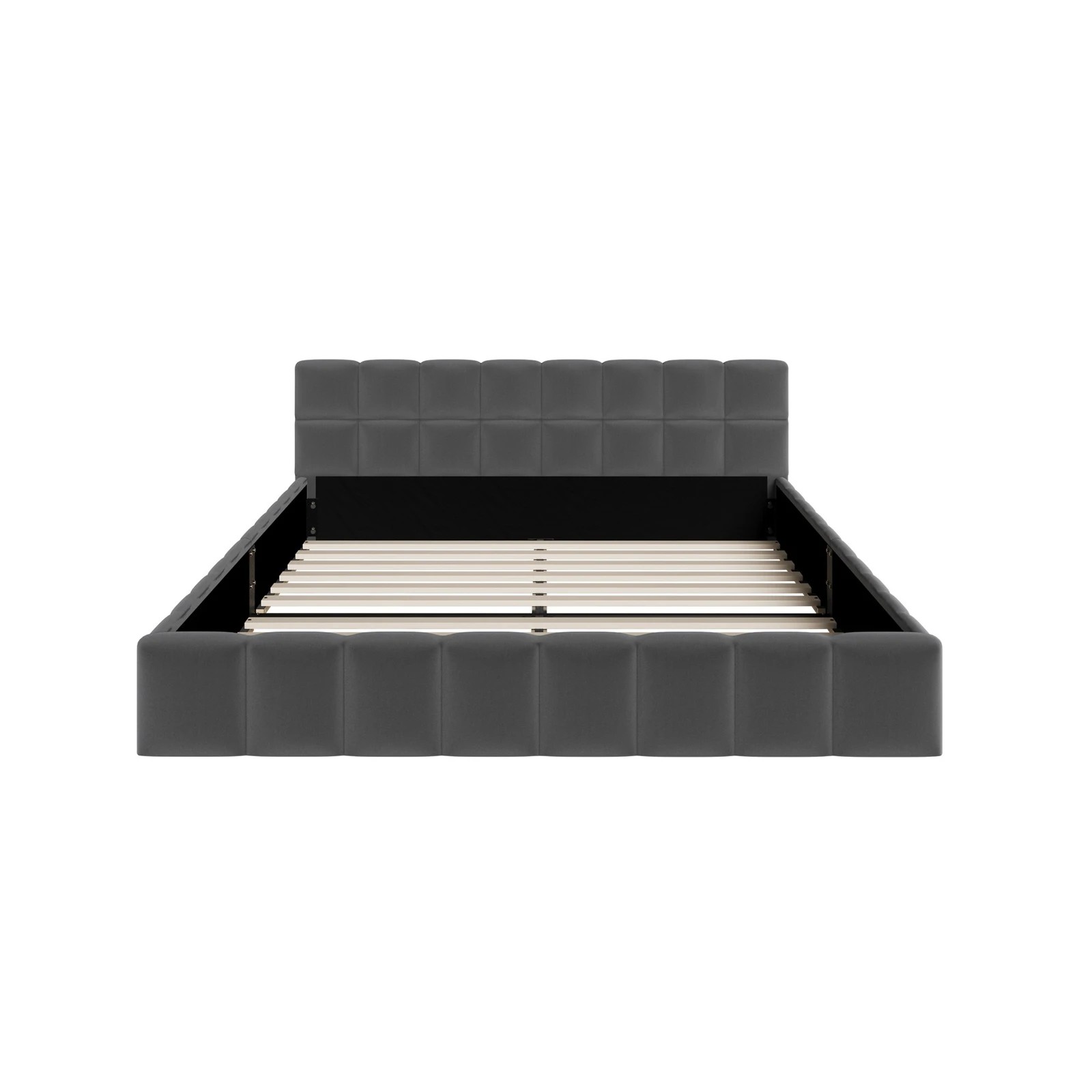 6 Oikiture Bed Frame Queen Size Tufted Headboard Velvet - Grey, 6 of 7