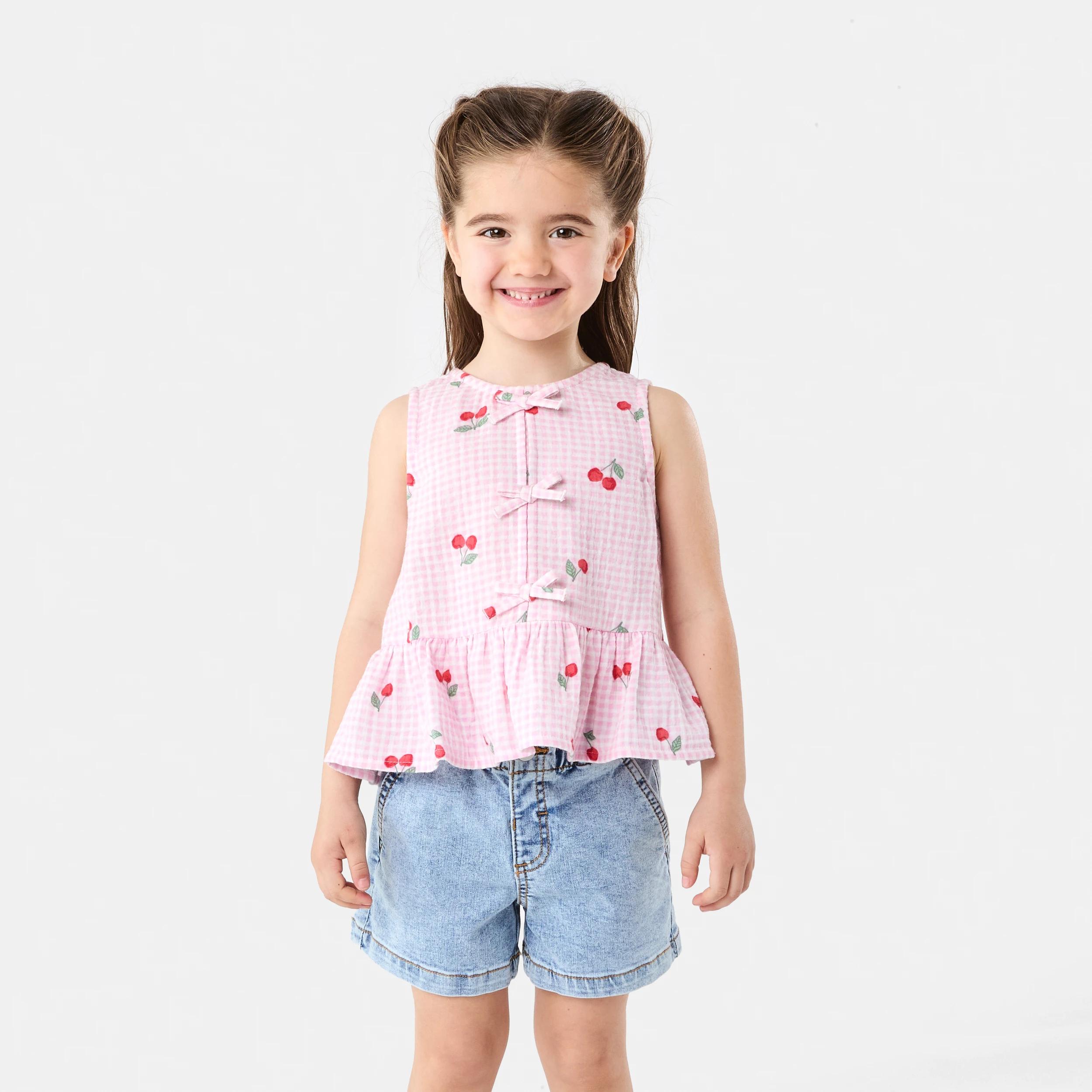 1 Tie Front Frill Top Pnk Cherry, 1 of 6