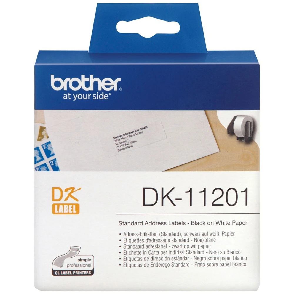 1 Brother DK 11201 Labels Address Std 29 x 90mm Black on White, 1 of 2