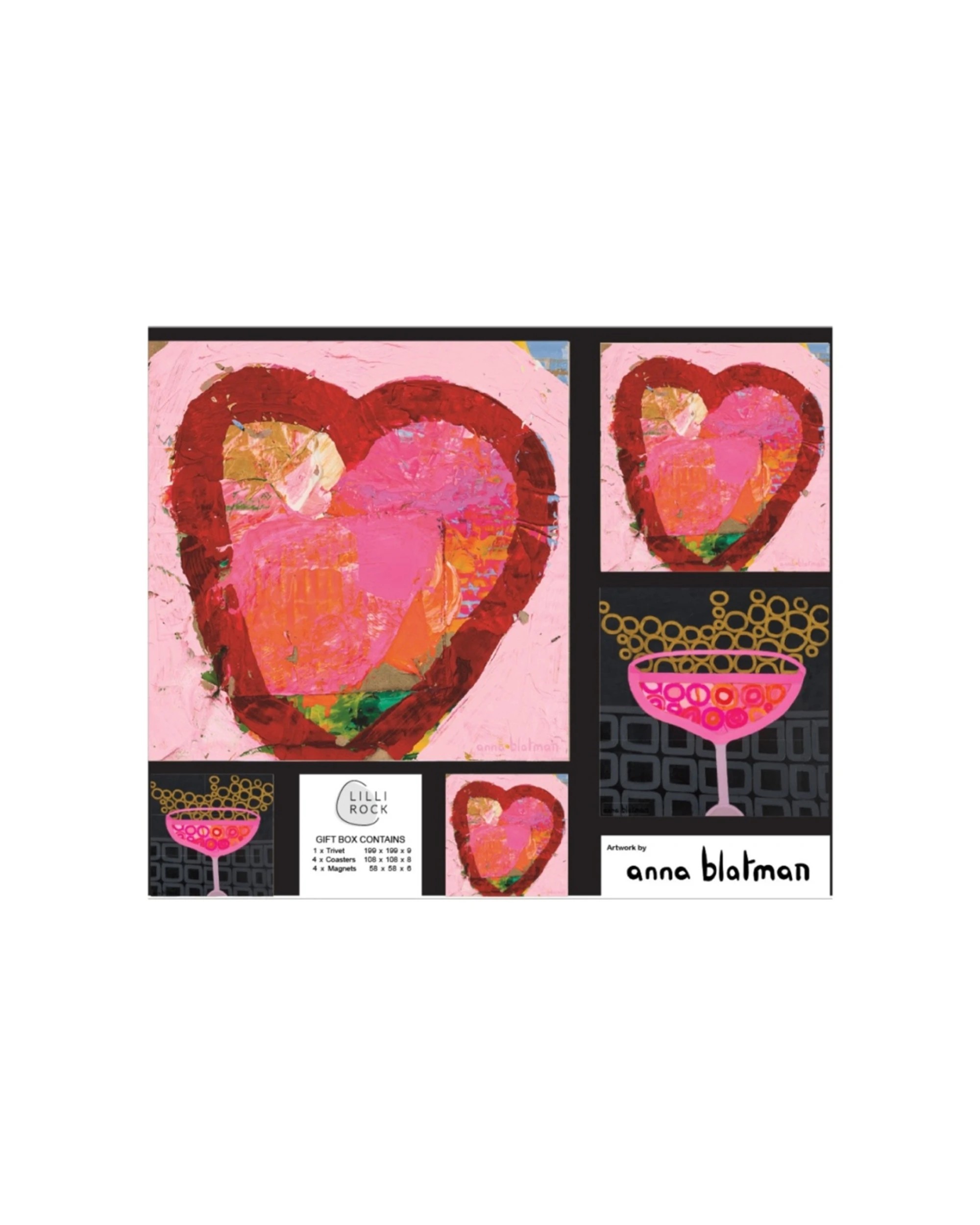 1 Lilli Rock 9pc Annas Celebration Pack Trivet Coasters Magnets Dolomite Stone - Multi, 1 of 1