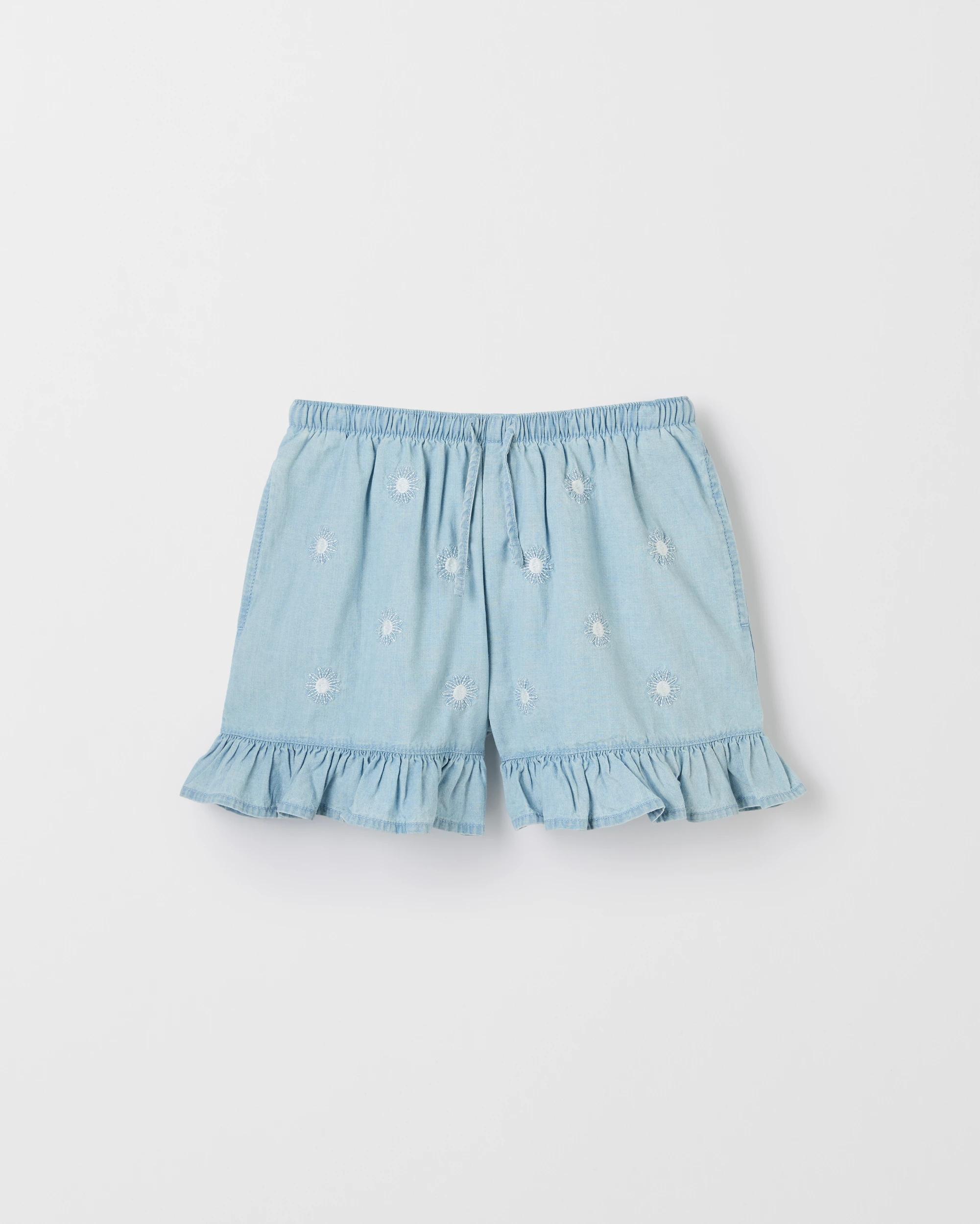 3 Target Woven Frill Shorts MID WASH, 3 of 6
