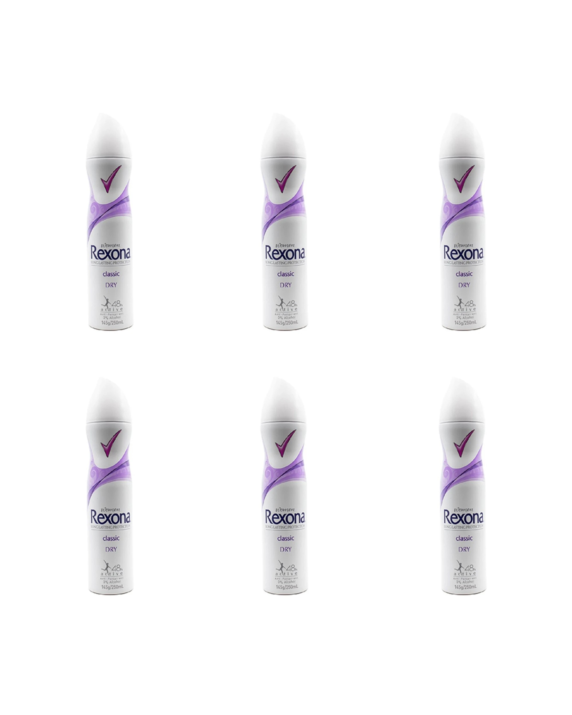 1 Rexona 6PK Deodorant Women 150g Classic Antiperspirant Bodyspray 48h Protection - White, 1 of 4