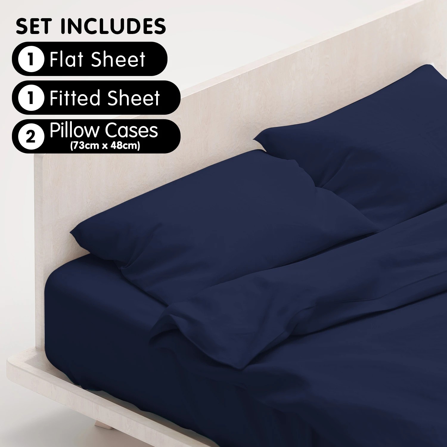 5 4pc 1000 Thread Count Cotton Rich Sheet Gift Pack Cvc Microfibre Blend In Navy
 - King Bed, 5 of 8