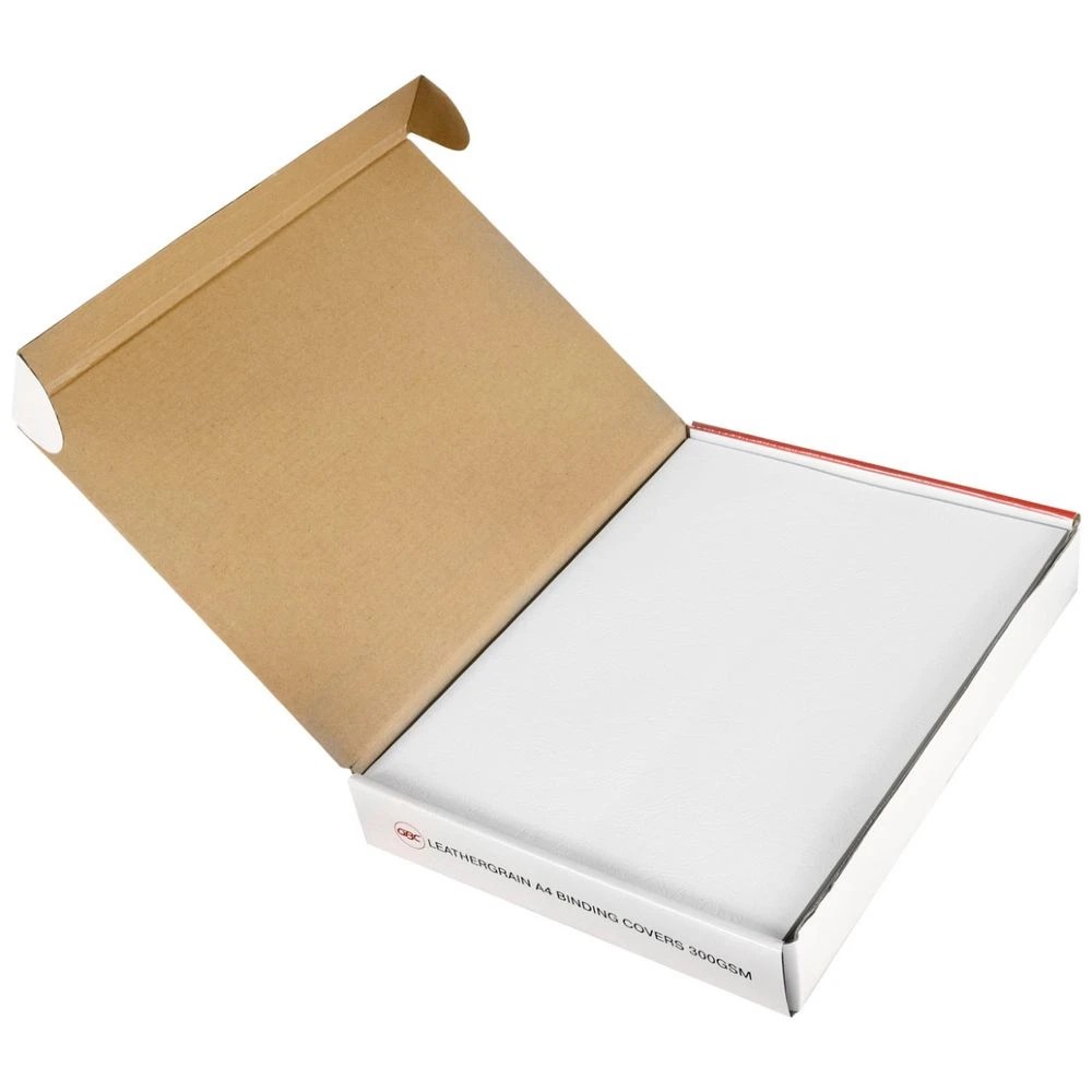3 GBC A4 Back Binding Cover Leathergrain White 100 Pack, 3 of 3