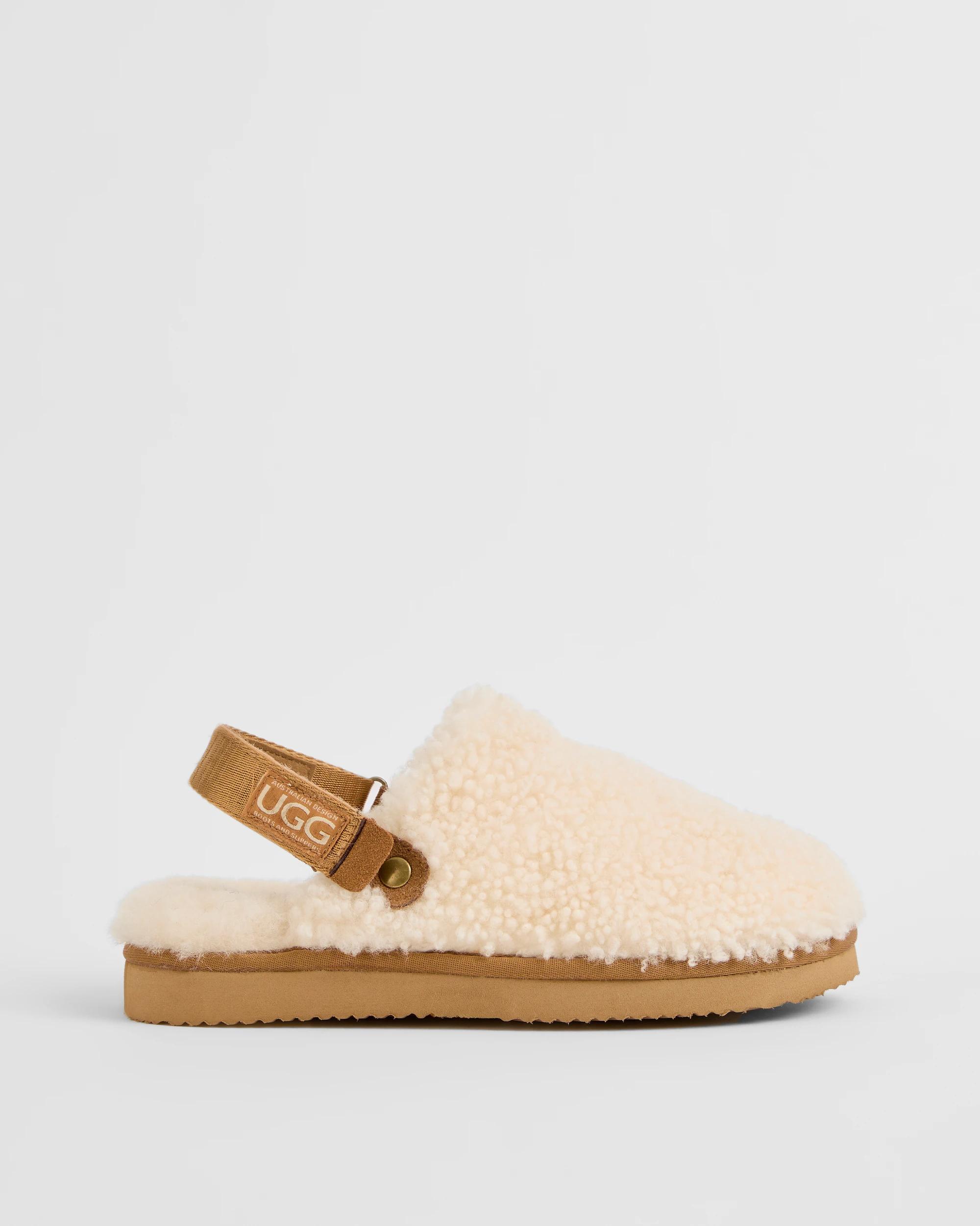 1 Australian Design Ugg Boots and Slippers Australian Design UGG Leather and Sheepskin Mule Flats IVORY FUR, 1 of 5
