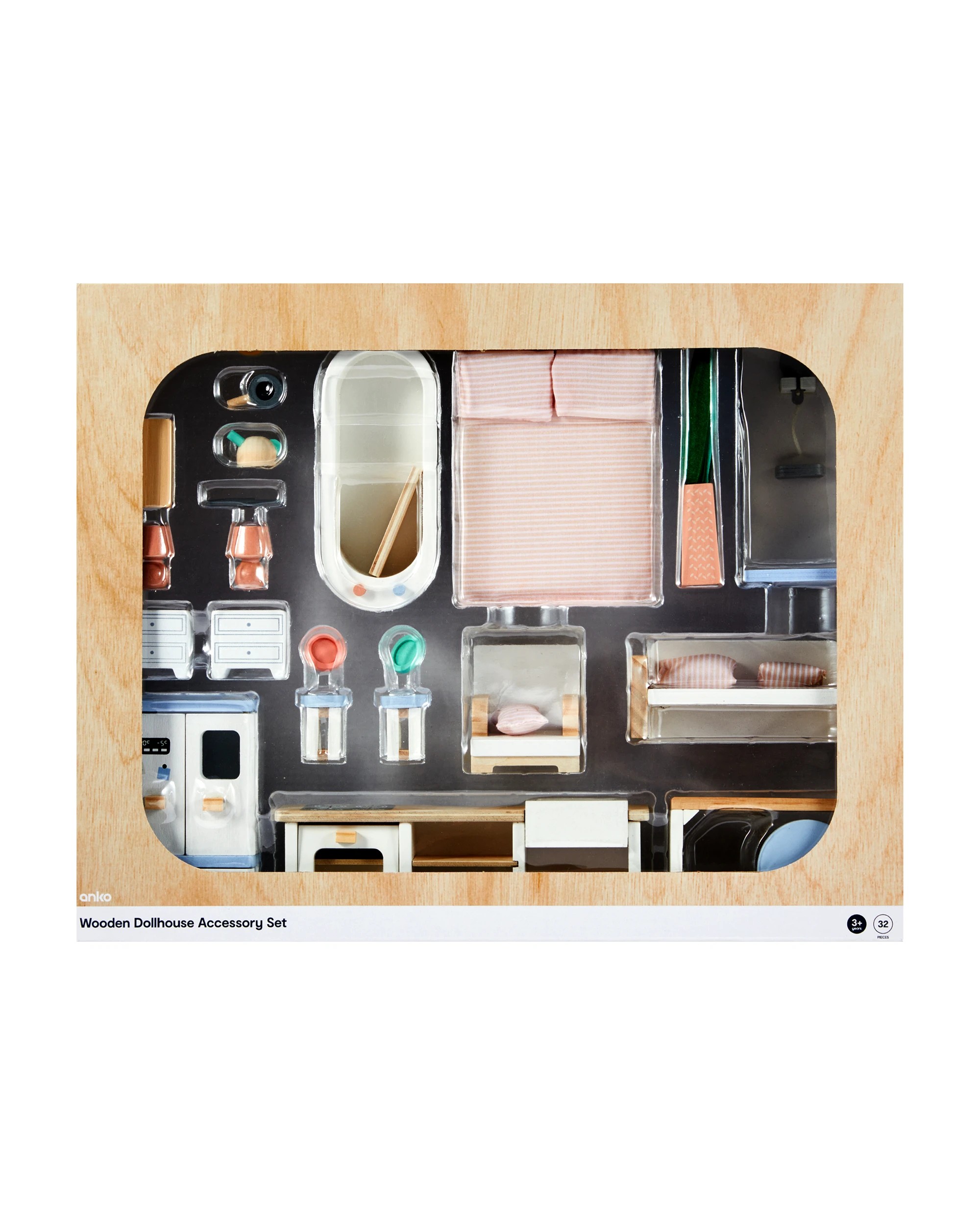 1 32 Piece Wooden Dollhouse Accessory Set, 1 of 3