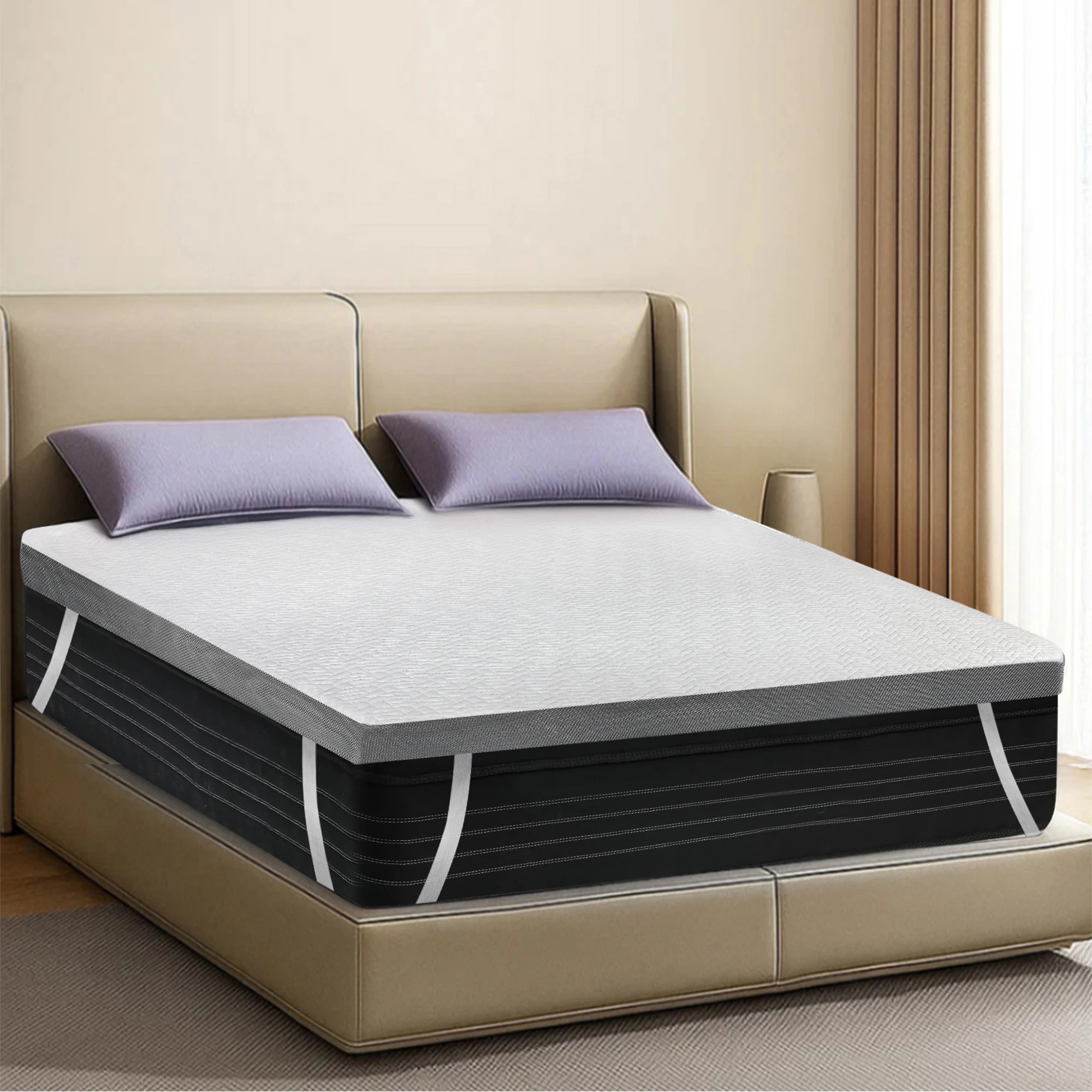 7 Dreamz Mattress Topper Queen Size Memory Foam Dual Layer Anti Slip All Season, 7 of 9