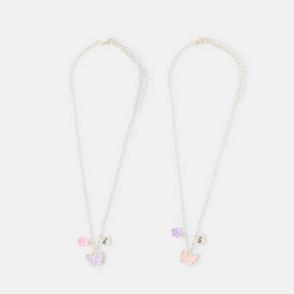 1 2 Pack BFF Butterfly Necklace - Silver Tone, 1 of 3
