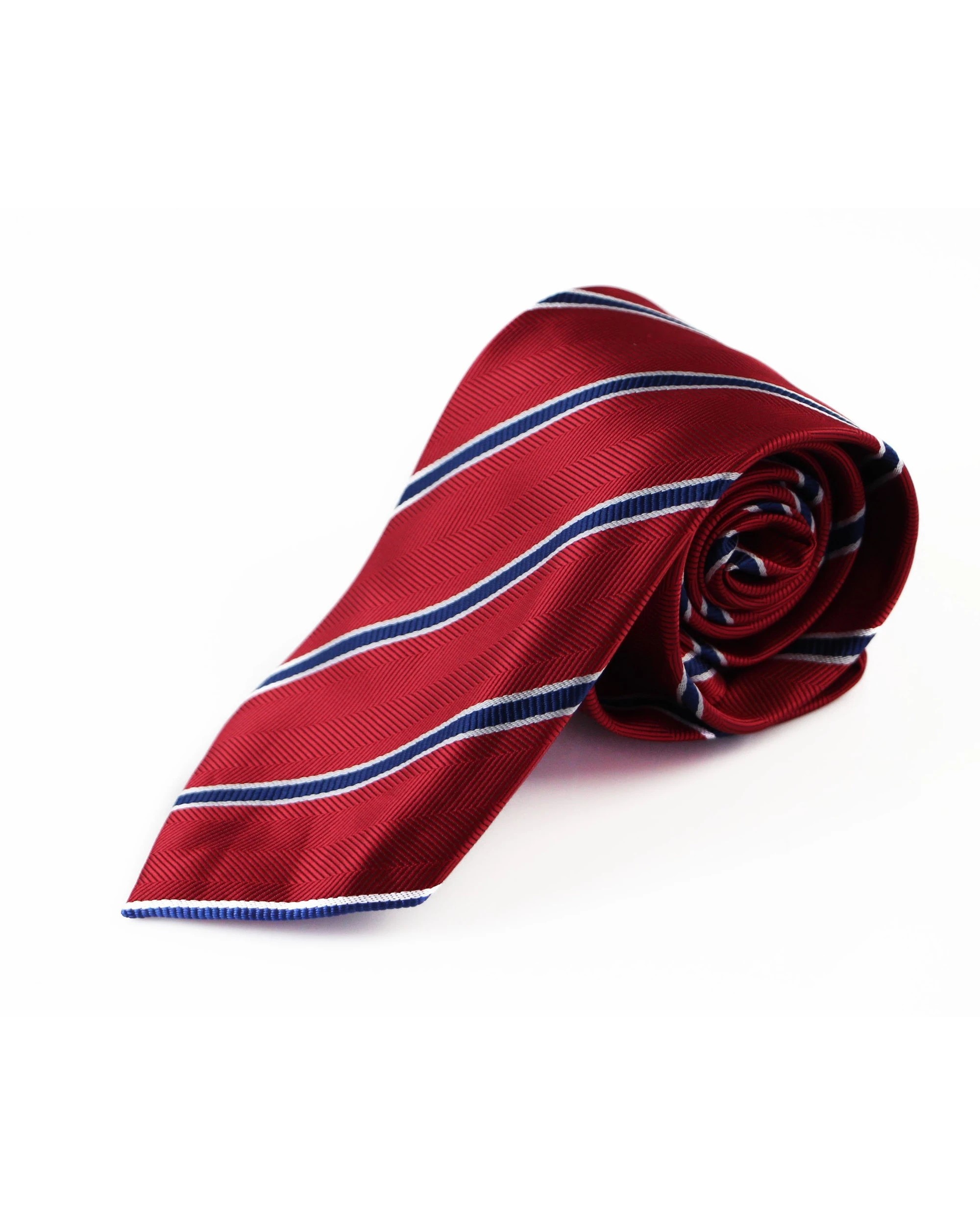 2 Zasel Mens Dark Red & Navy Striped Patterned 8cm Neck Tie, 2 of 2