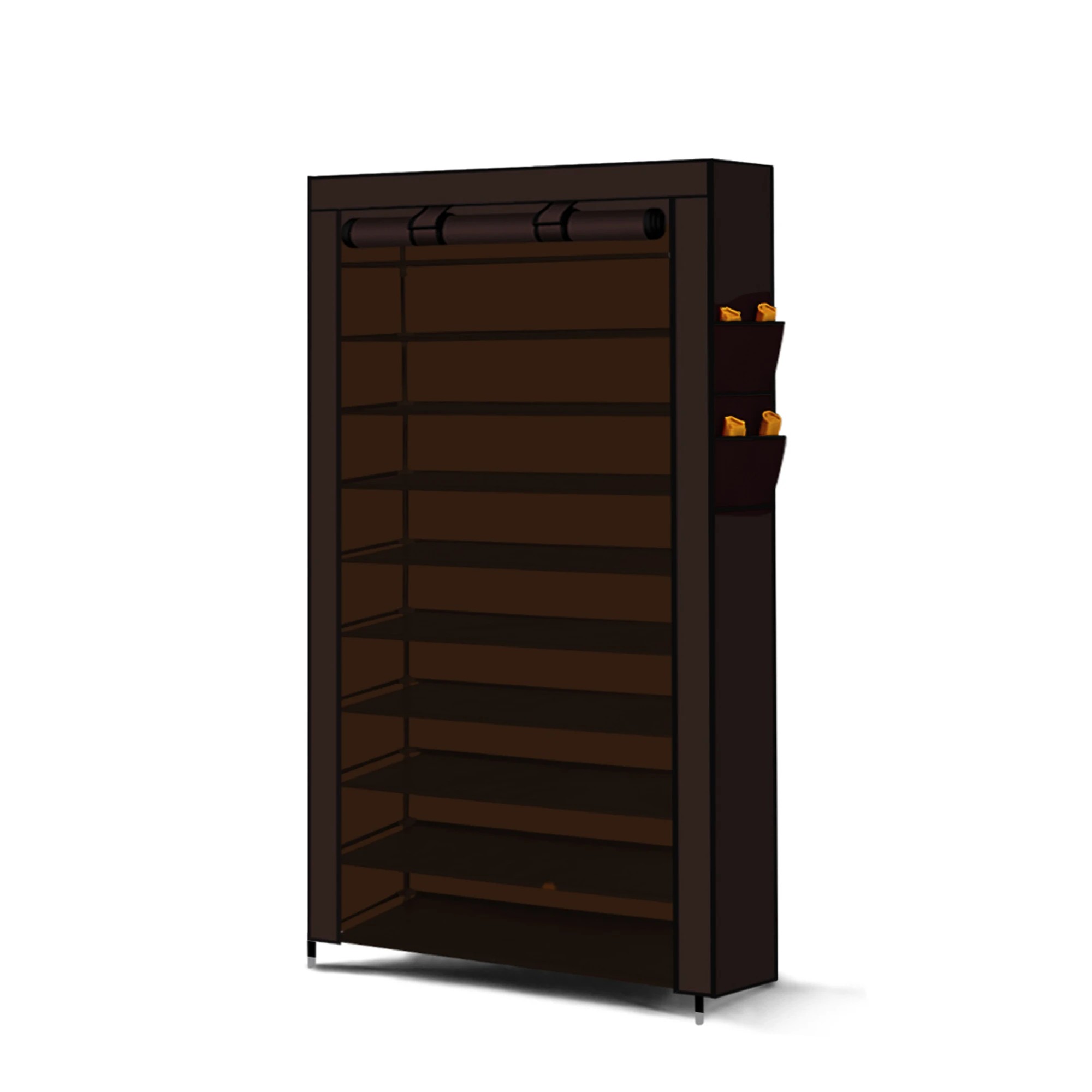 1 Levede 2Pcs 10 Tier Poratable Shoe Rack With Cover - Brown, 1 of 6