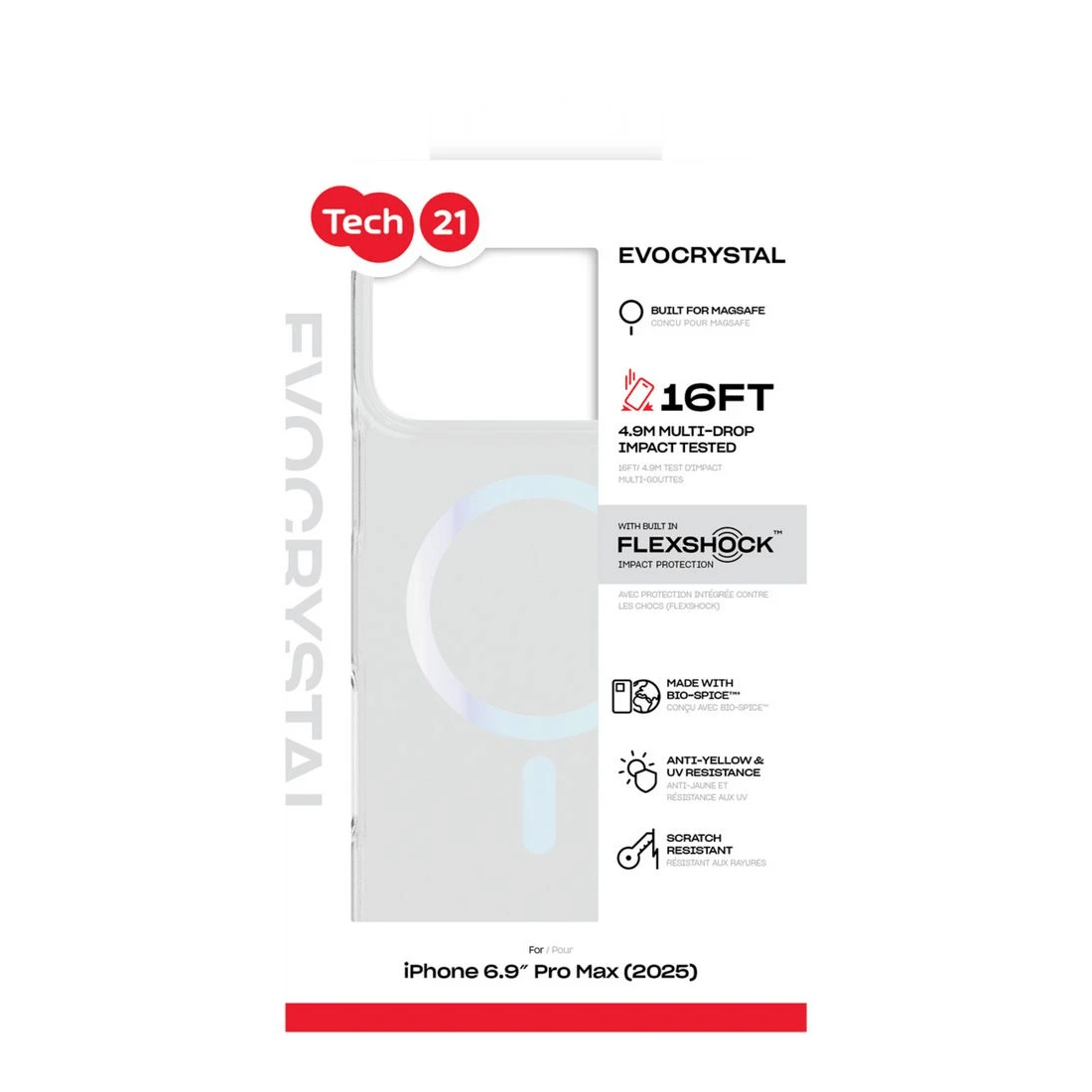 5 Tech21 EvoCrystal iPhone 17 Pro Max MagSafe Case Clear, 5 of 5