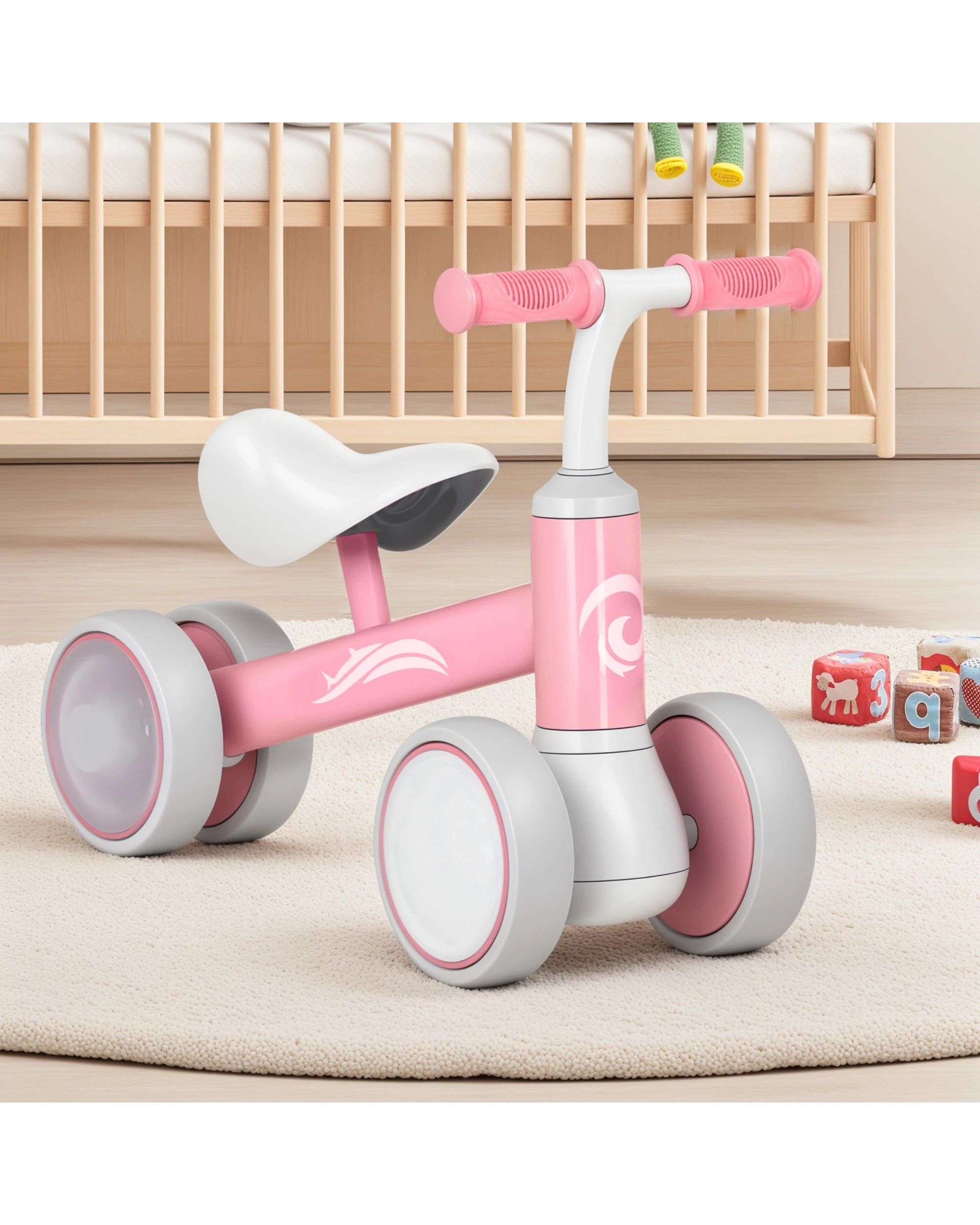 3 Advwin Baby Balance Bike Colorful Lighting Toddler No Pedal Push Bicycle Ride on Toy for 12-36 Month Pink, 3 of 8