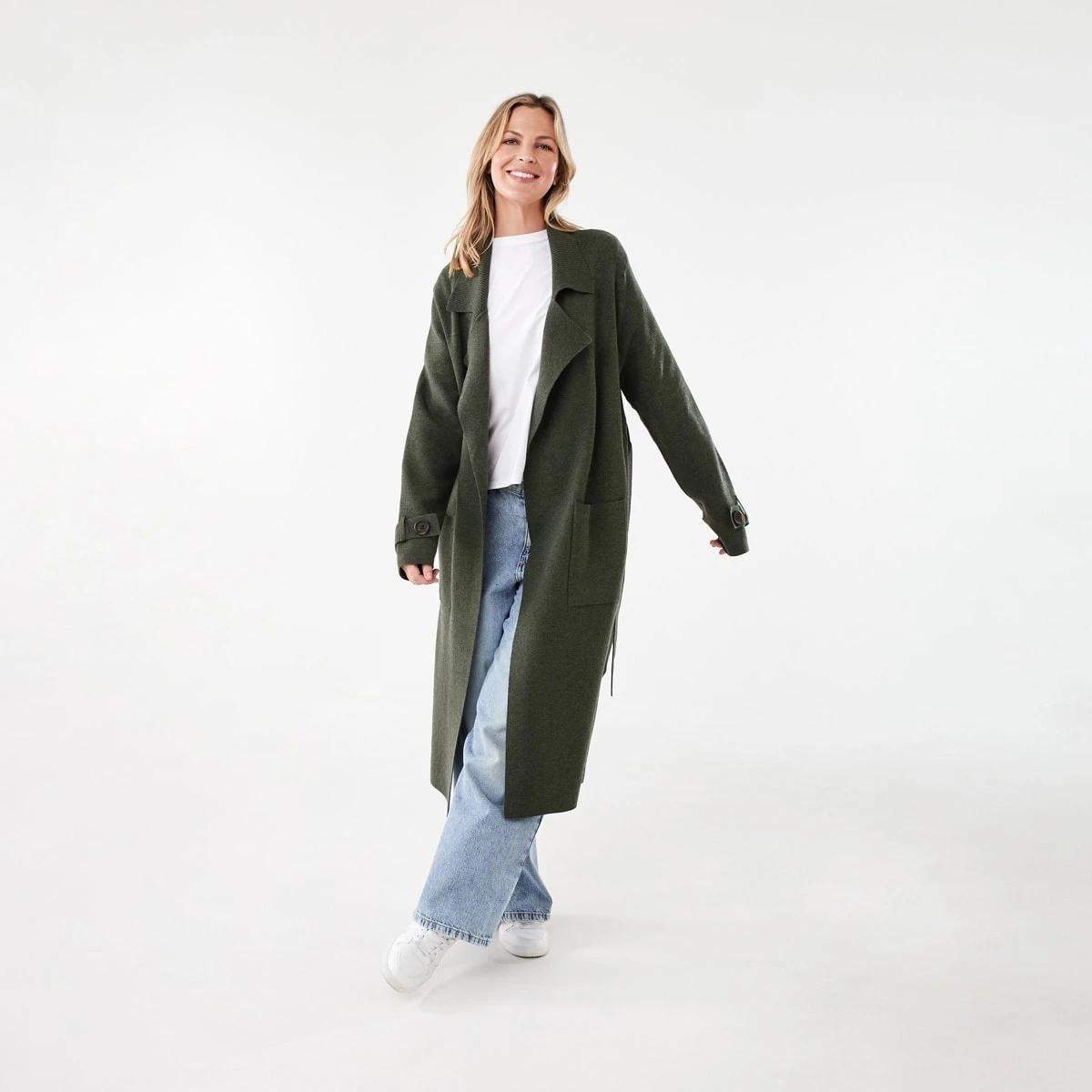 1 Trench Coatigan Grn Olive, 1 of 9