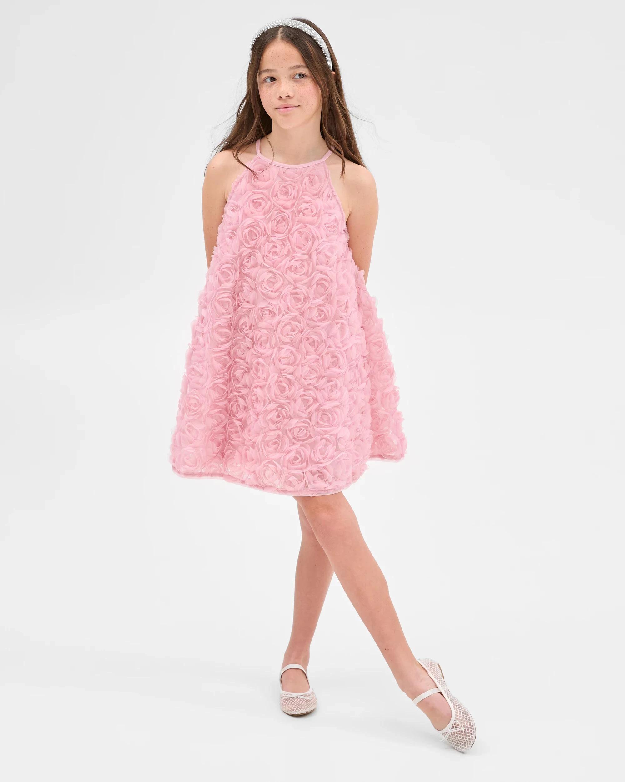 1 Target Kids Sleeveless Occasion 3D Dress ROSE PINK, 1 of 8
