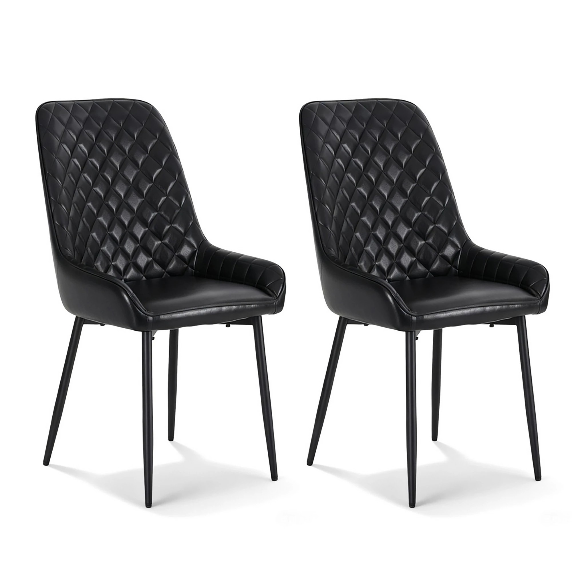 1 Artiss 2x Dining Chairs Retro PU Leather Kitchen Lounge Cafe Accent Chair - Black, 1 of 6