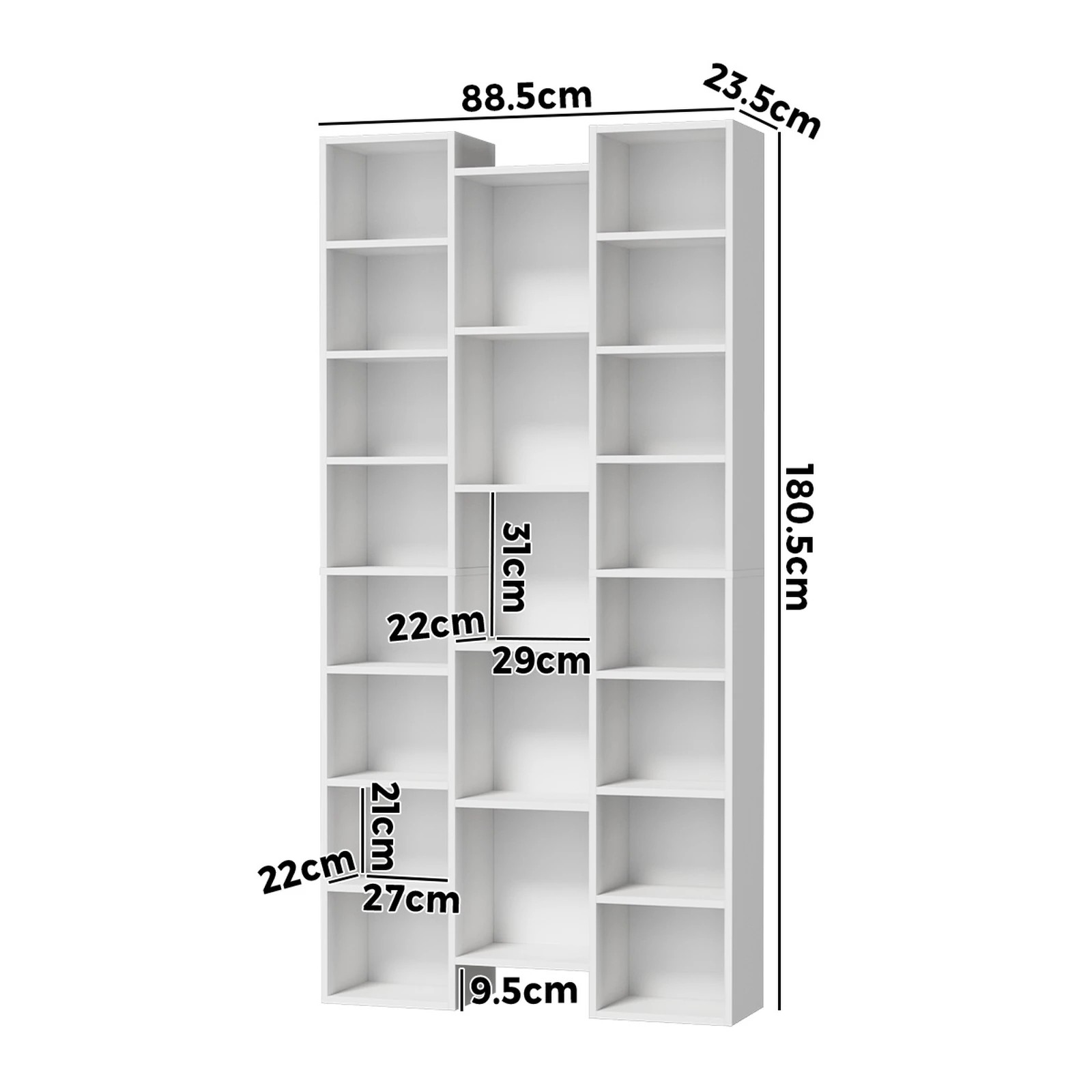 10 Oikiture Bookshelf Display Shelf CD DVD Storage Media Rack Stand Bookcase
 - white, 10 of 10