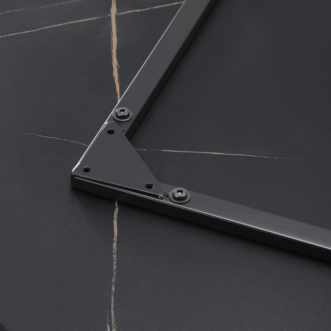 7 Oikiture 110cm Dining Table Round Wooden Table With Marble Effect Metal Legs
 - Black, 7 of 9