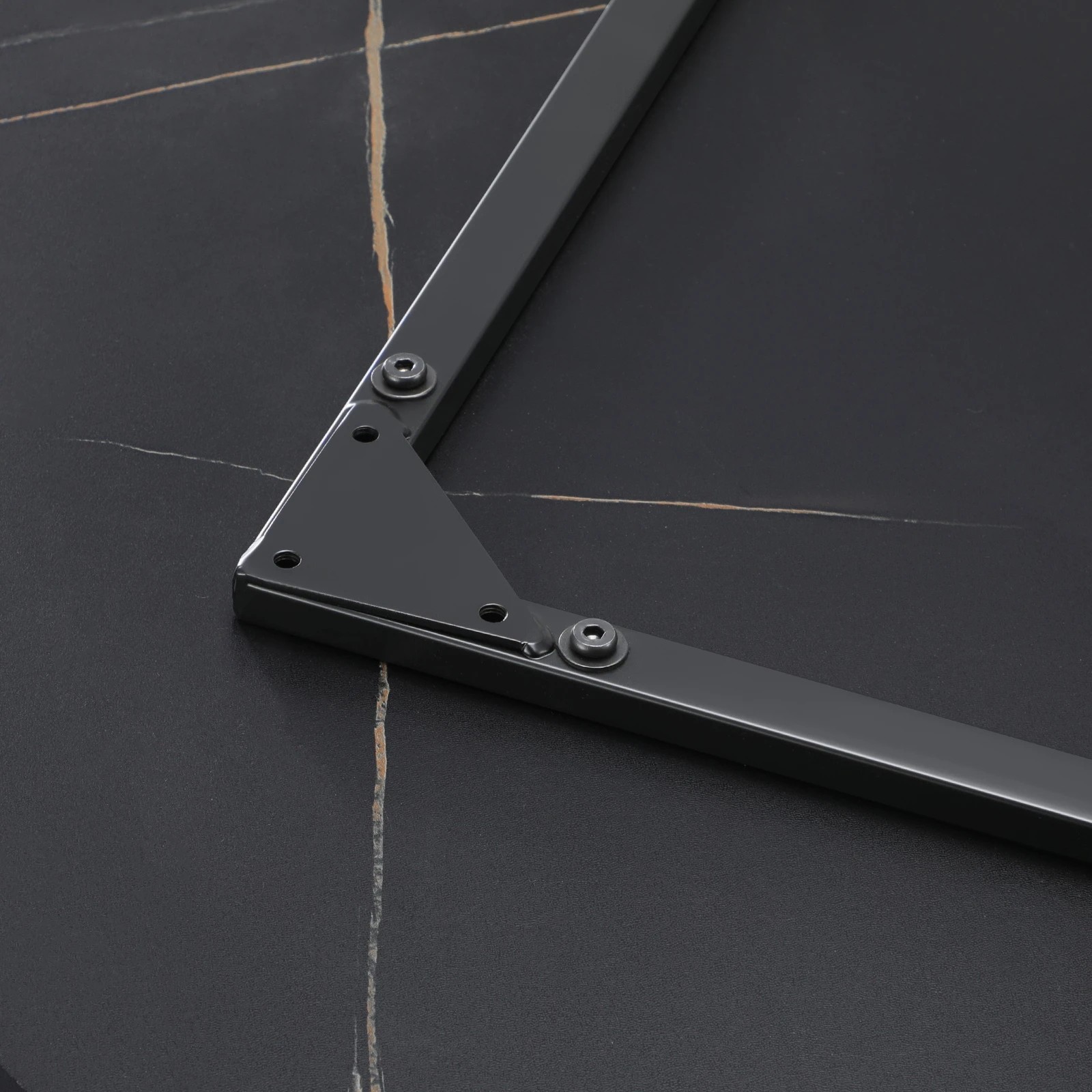 7 Oikiture 110cm Dining Table Round Wooden Table With Marble Effect Metal Legs
 - Black, 7 of 9