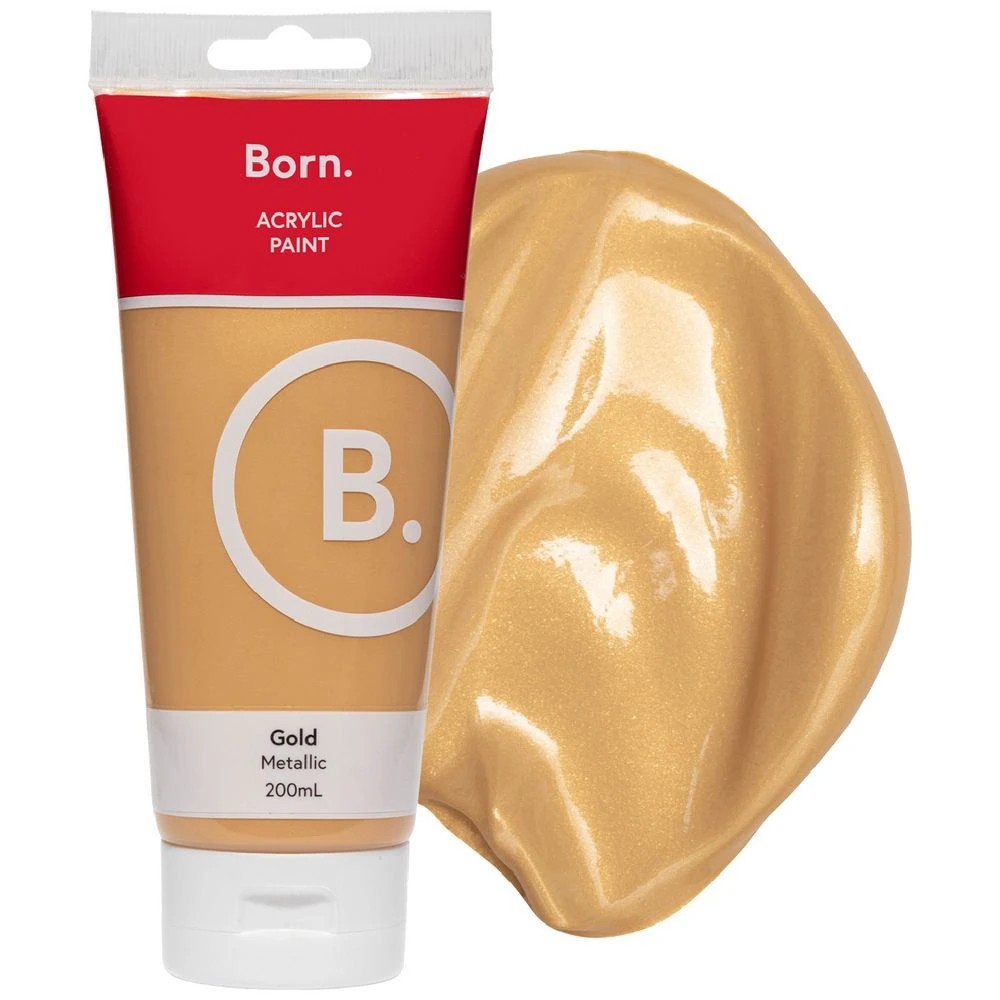 1 Born Acrylic Paint 200mL Metallic Gold, 1 of 3