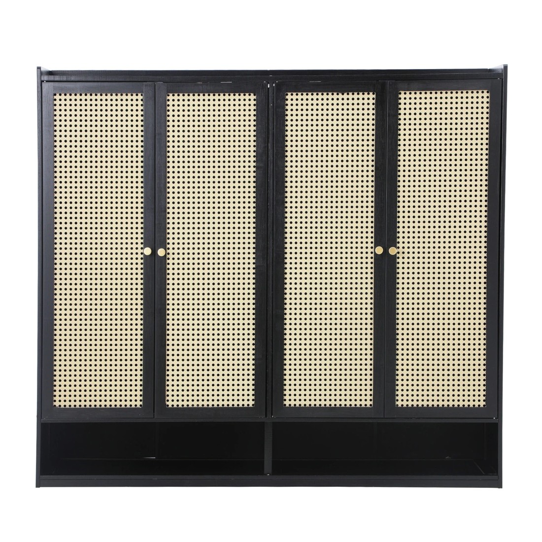 6 Oikiture Shoe Storage Cabinet Shoes Rack Organiser Shelf 4 Doors Rattan
 - Black, 6 of 9