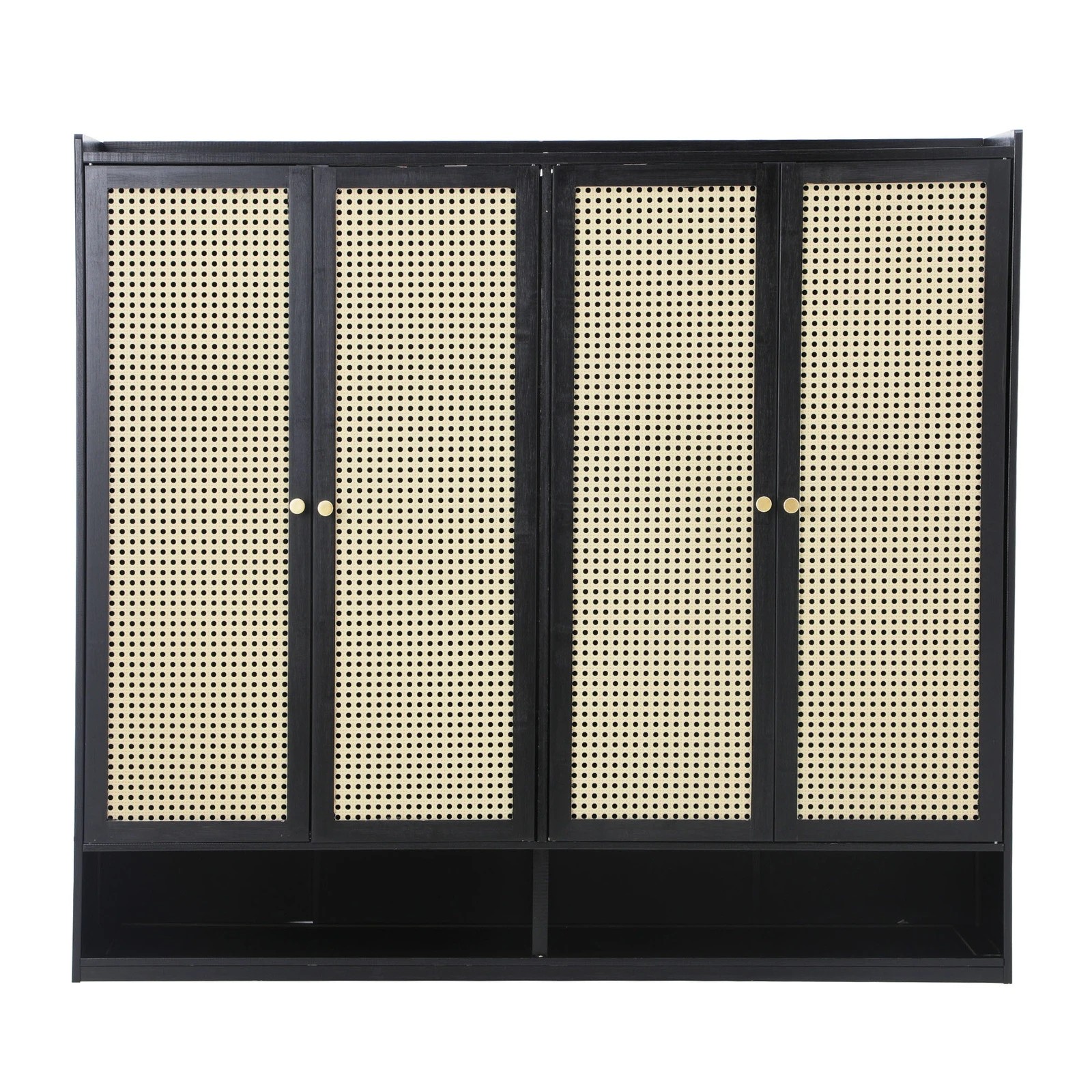 5 Oikiture Shoe Storage Cabinet Shoes Rack Organiser Shelf 4 Doors Rattan
 - Black, 5 of 8