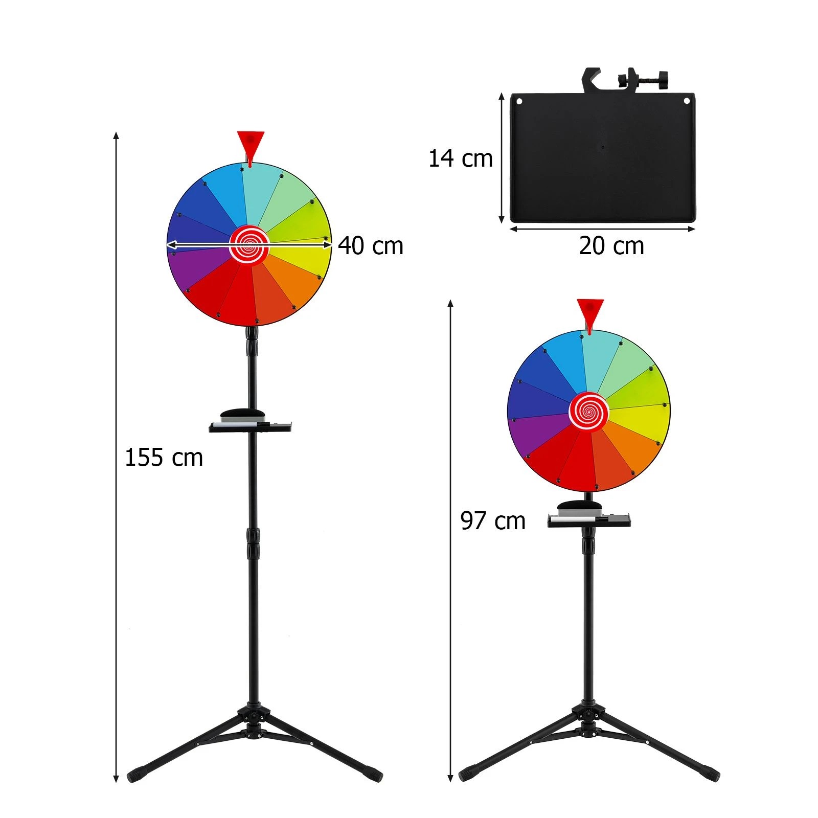 2 Costway 40cm Prize Wheel Height Adjustable Wheel Spinner w/Folding Tripod, 2 of 2