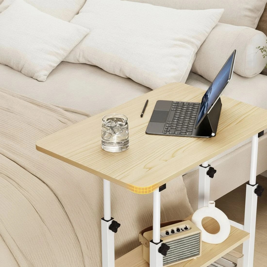 5 Artiss Laptop Desk Height Adjustable Mobile Workstation Computer Desks 60CM - White, 5 of 7