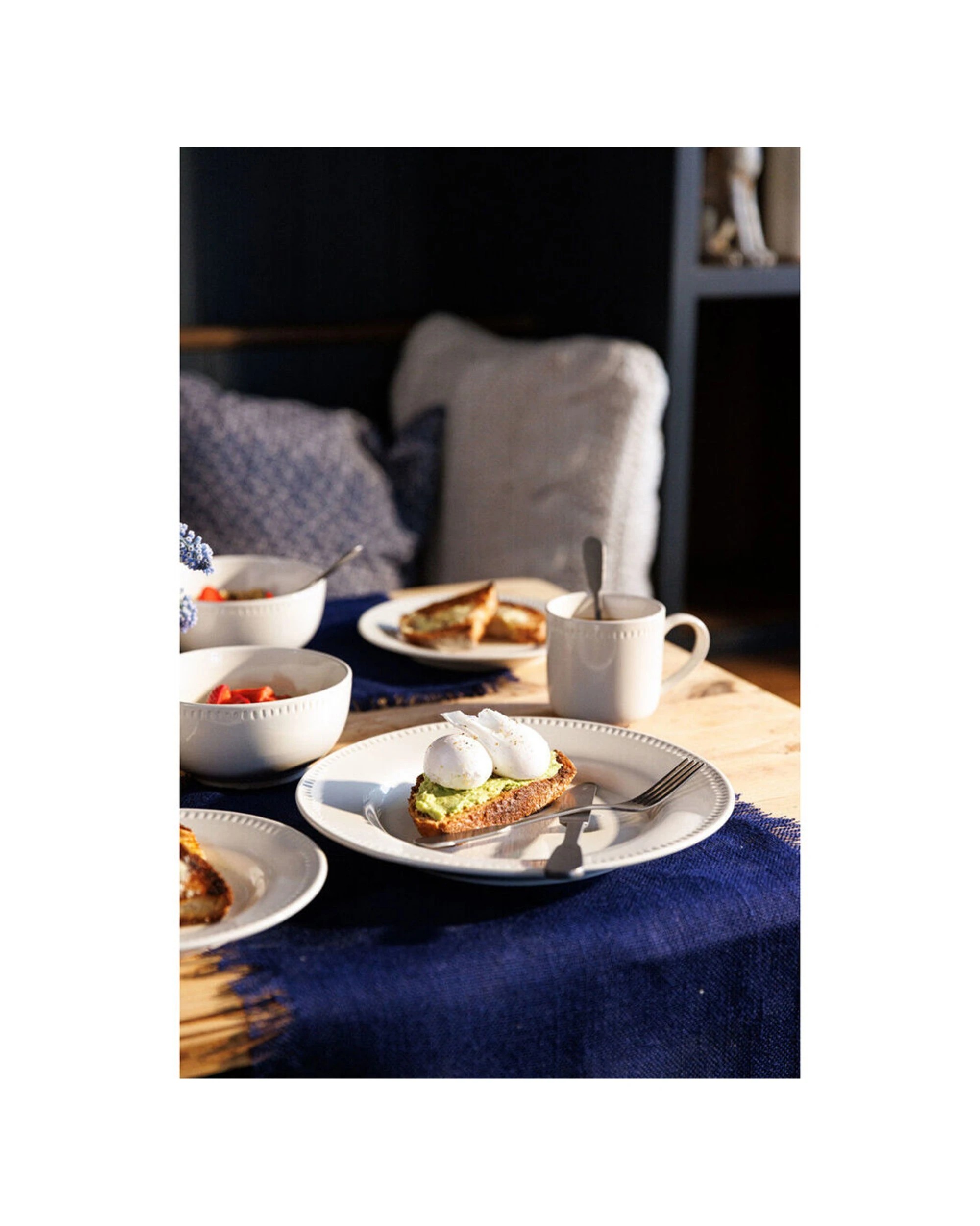 7 Mikasa 4pc Rectangle Jute Placemats Set Rustic Frayed Edges Durable - Blue, 7 of 7