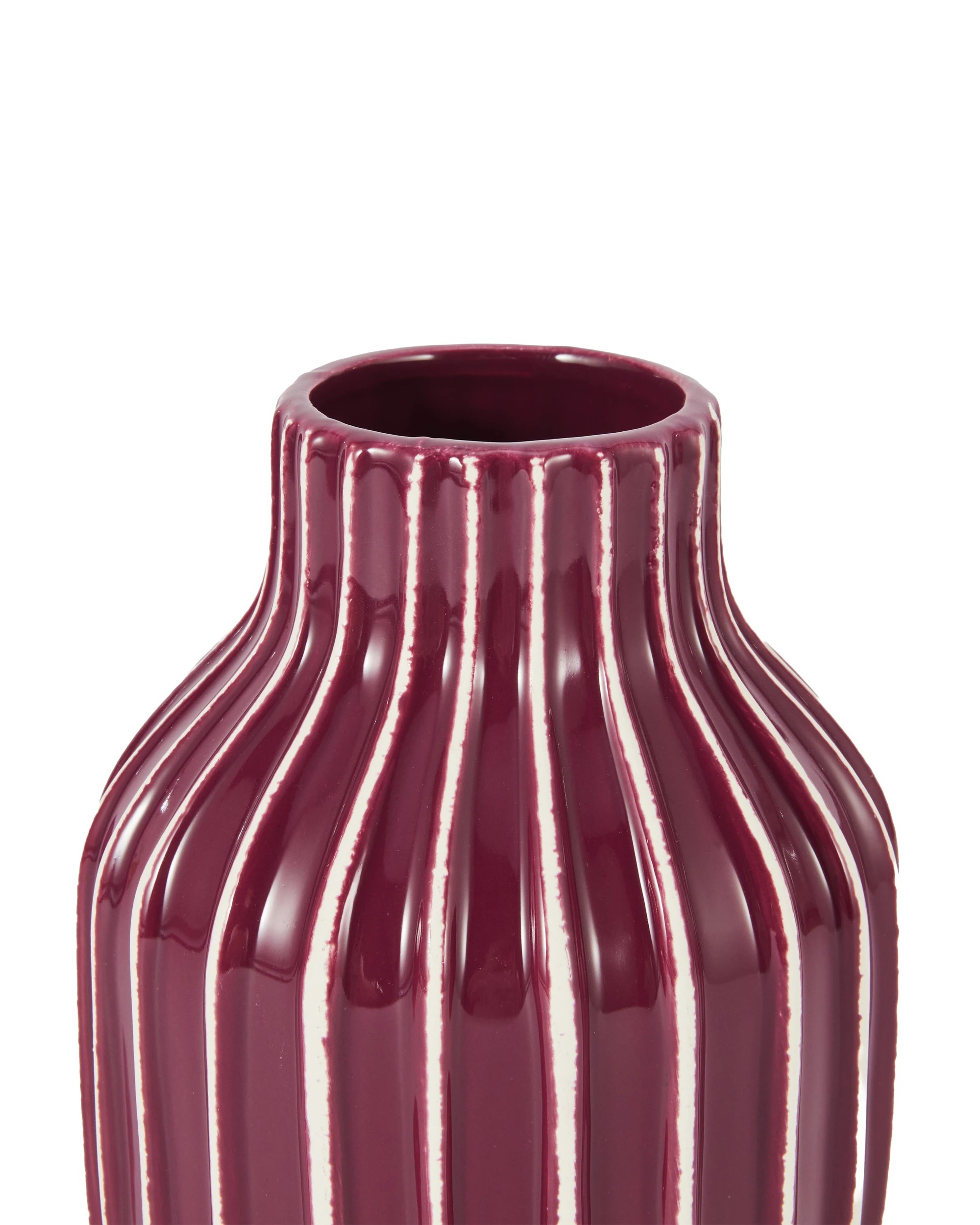 4 Burgundy Stripe Ceramic Vase, 4 of 5