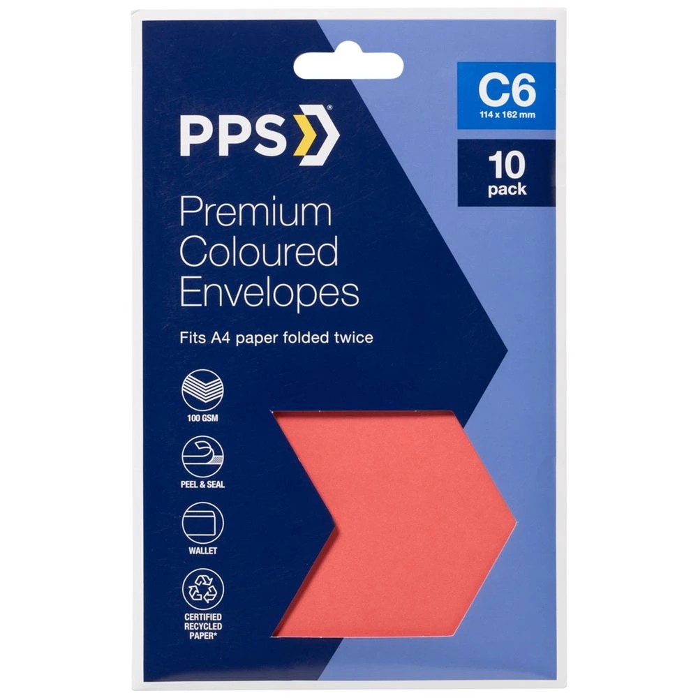 1 PPS C6 Premium Envelopes Red 10 Pack, 1 of 3