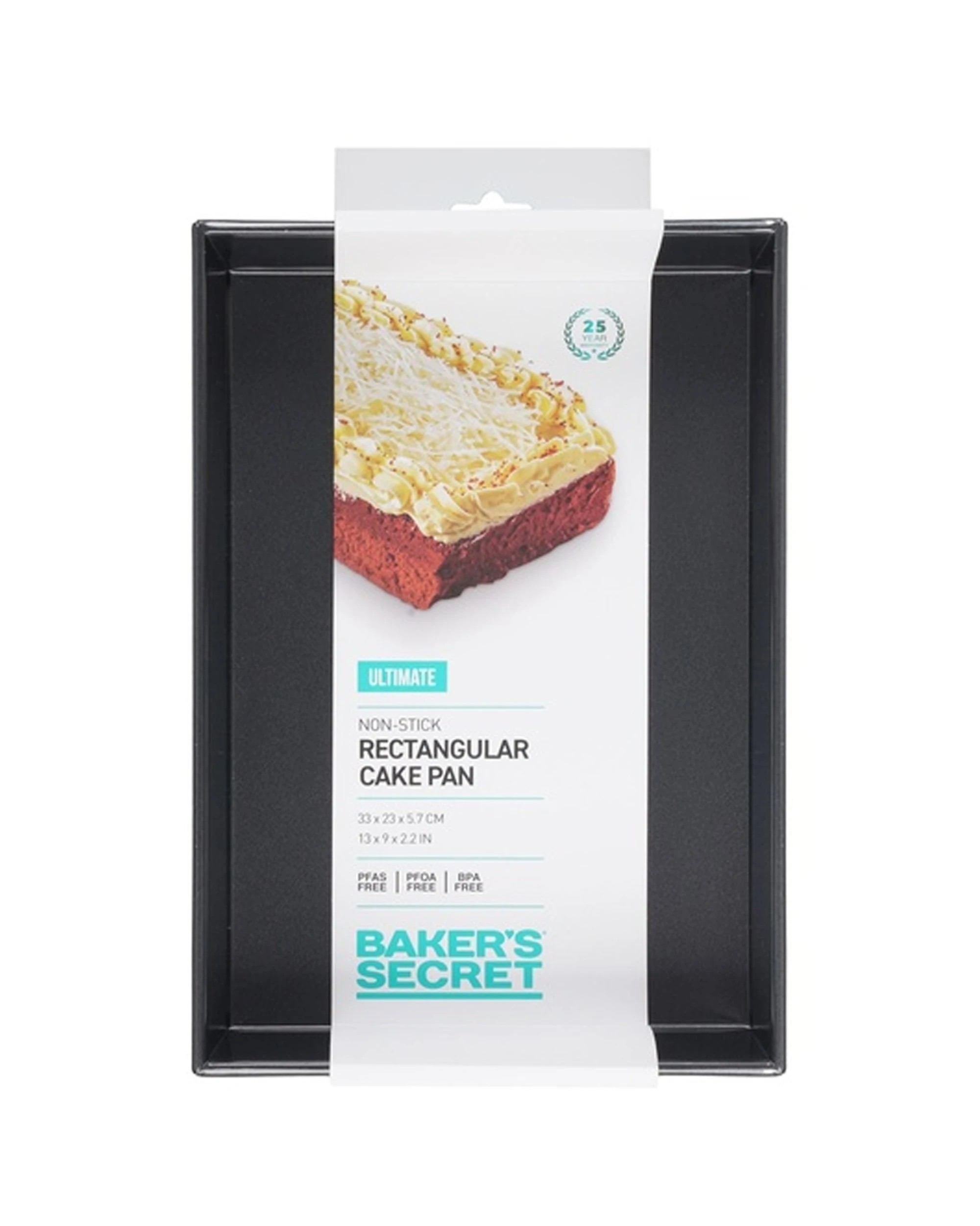 3 Bakers Secret Ultimate Non-Stick Rectangular Cake Pan 33x23cm Durable Build - Black, 3 of 3