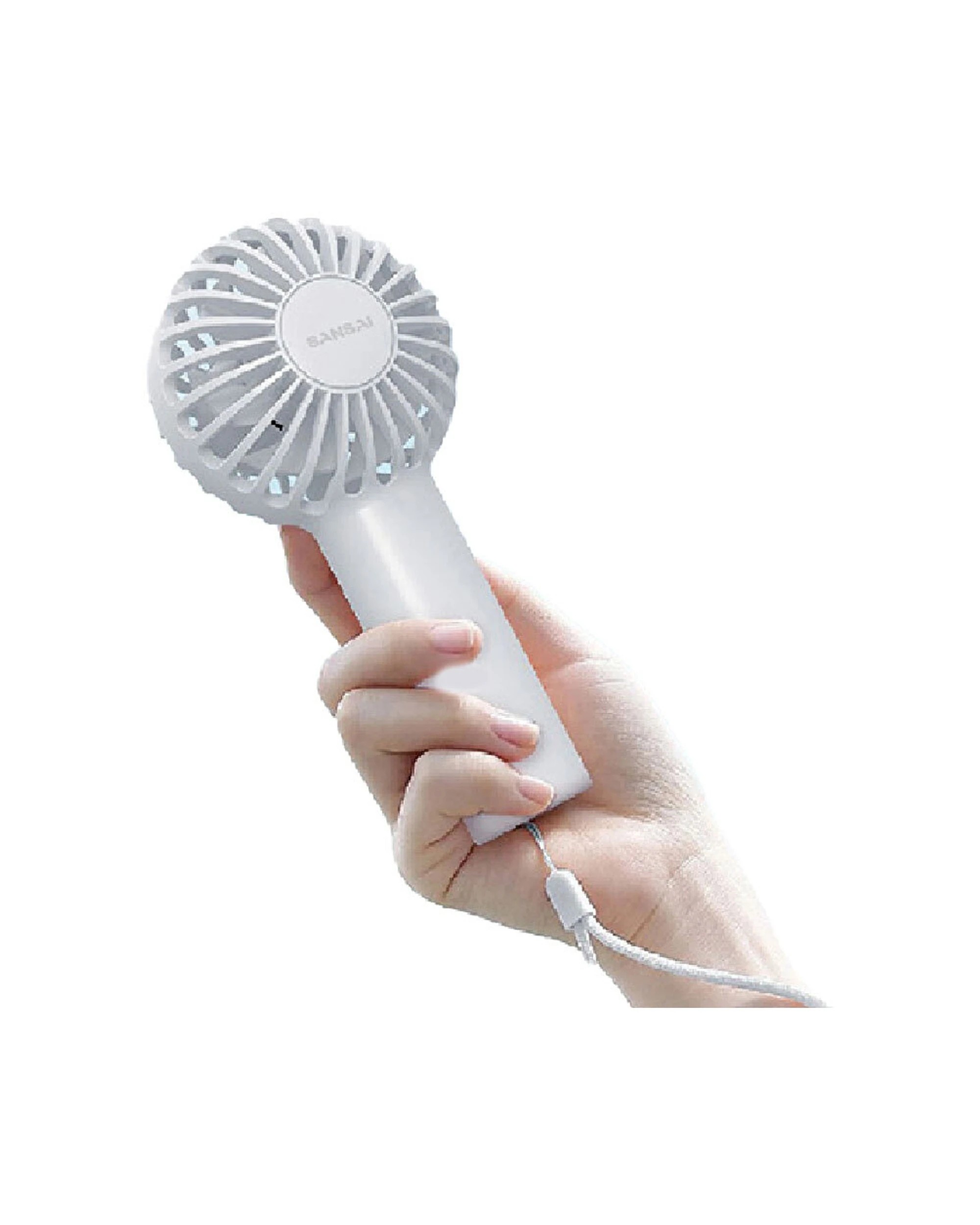 2 SANSAI 2PK 3W Mini Portable Fan W Desk Fan Stand 6x14cm Rechargeable Fan - White, 2 of 3